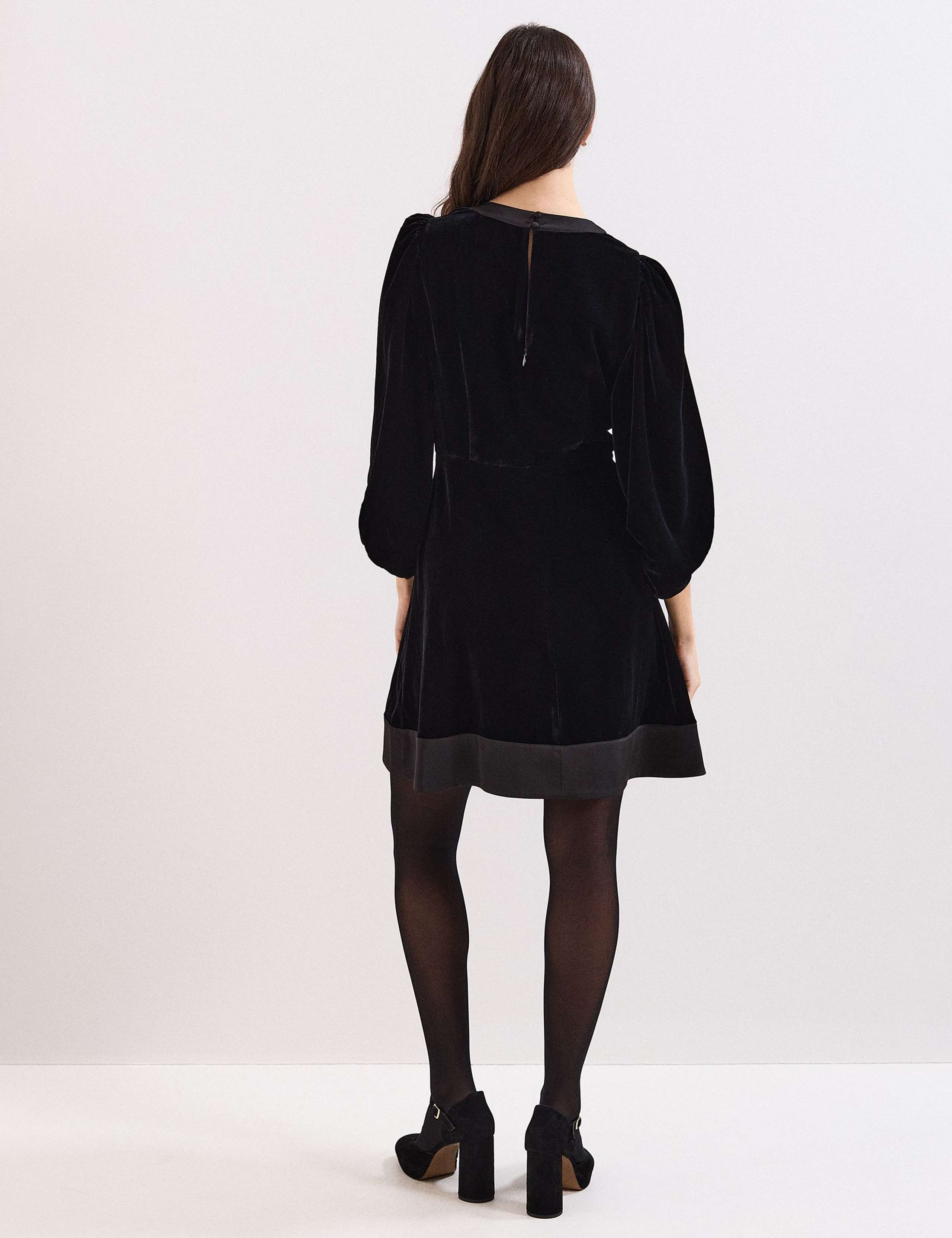 Velvet Embellished Mini Skater Dress 3 of 7