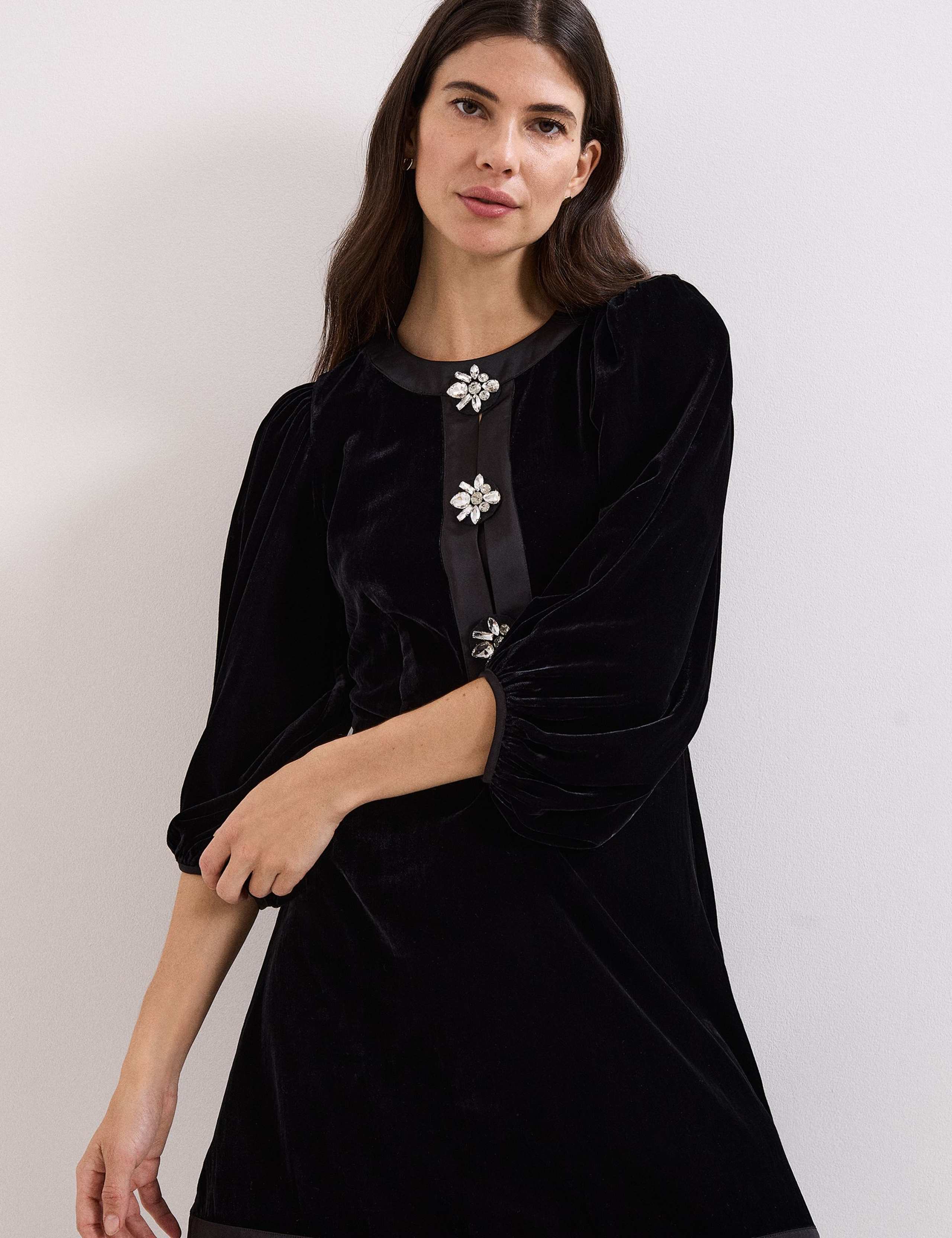 Velvet Embellished Mini Skater Dress 5 of 7