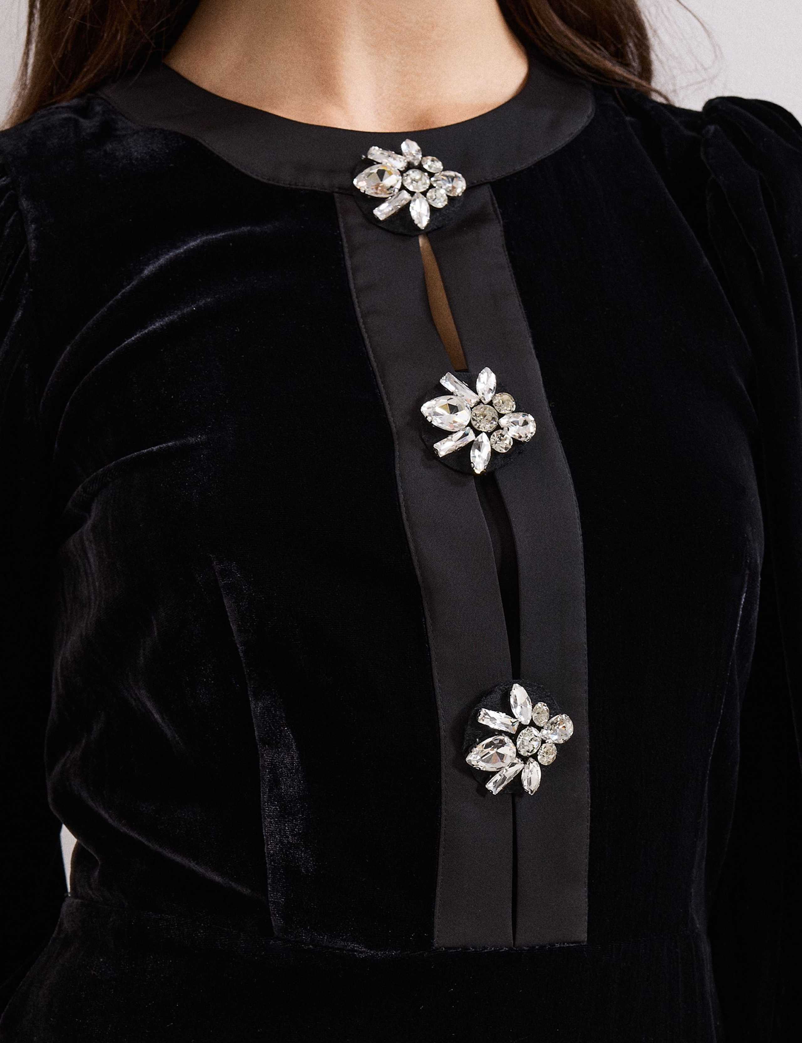 Velvet Embellished Mini Skater Dress 6 of 7