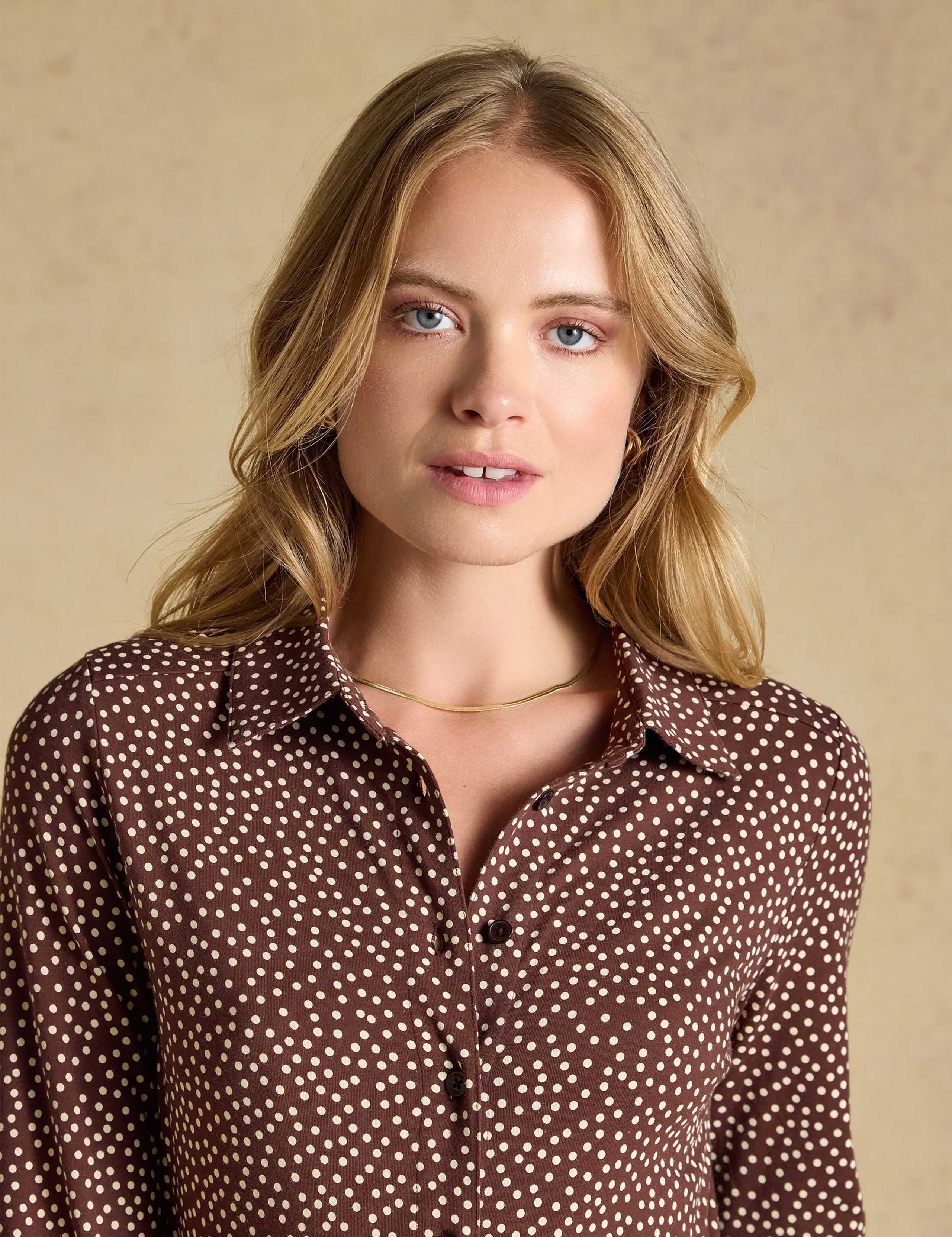 Cotton Rich Polka Dot Midi Shirt Dress 3 of 6