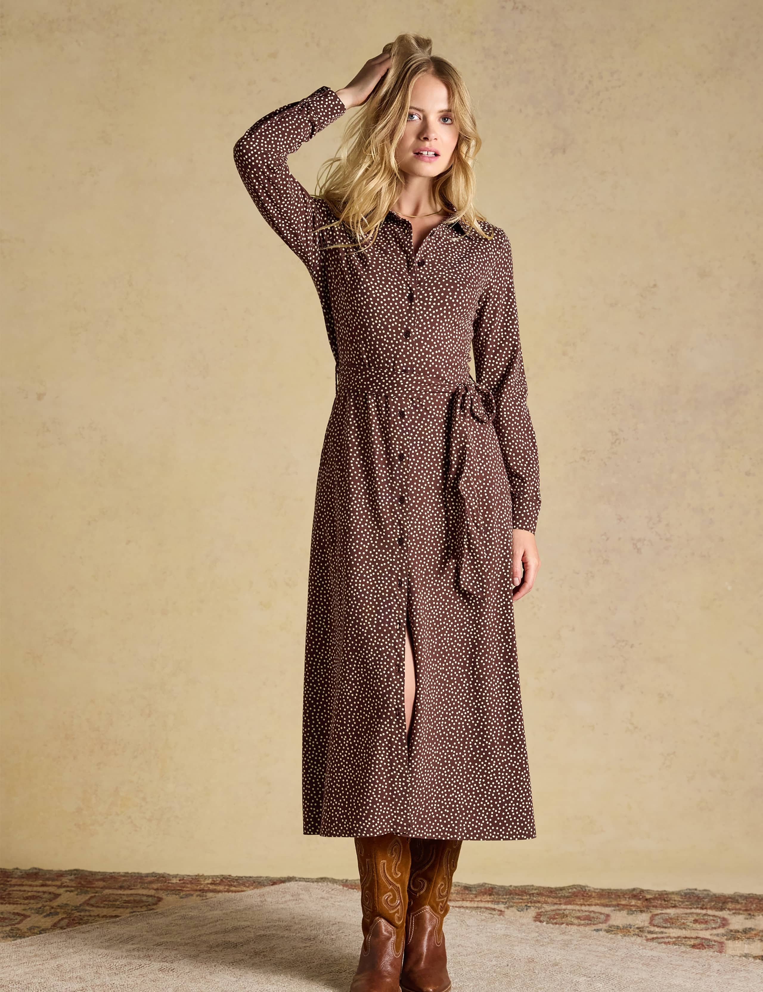 Cotton Rich Polka Dot Midi Shirt Dress 5 of 6