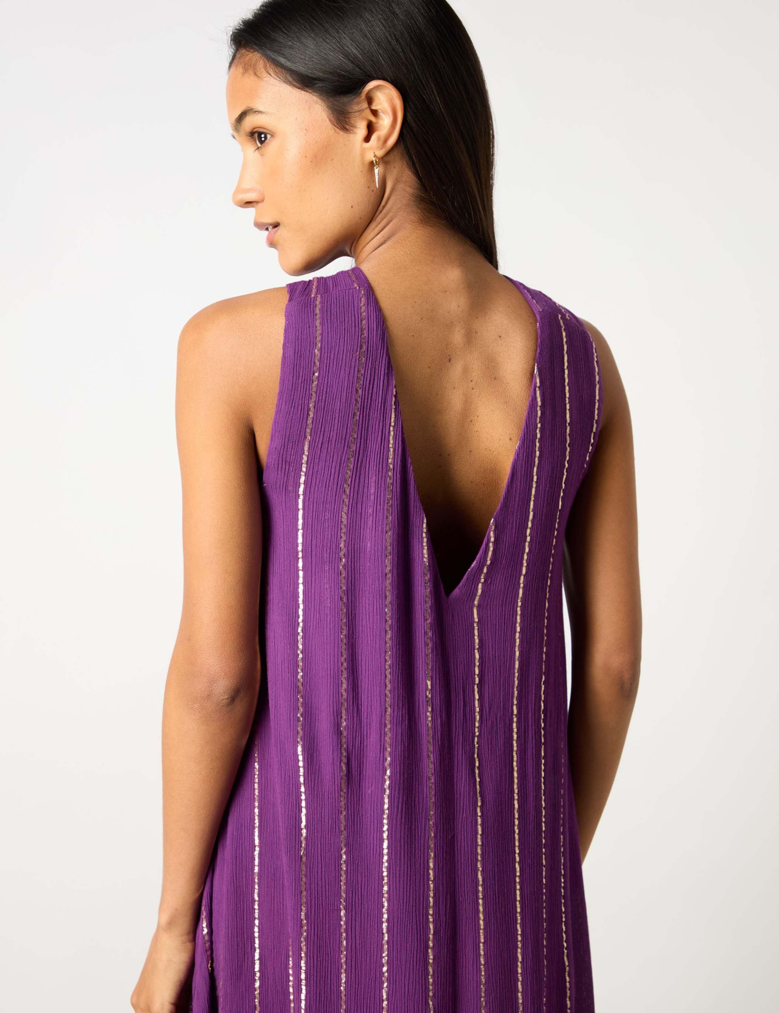 Striped Sparkly Twist Neck Maxi Swing Dress 9 of 10