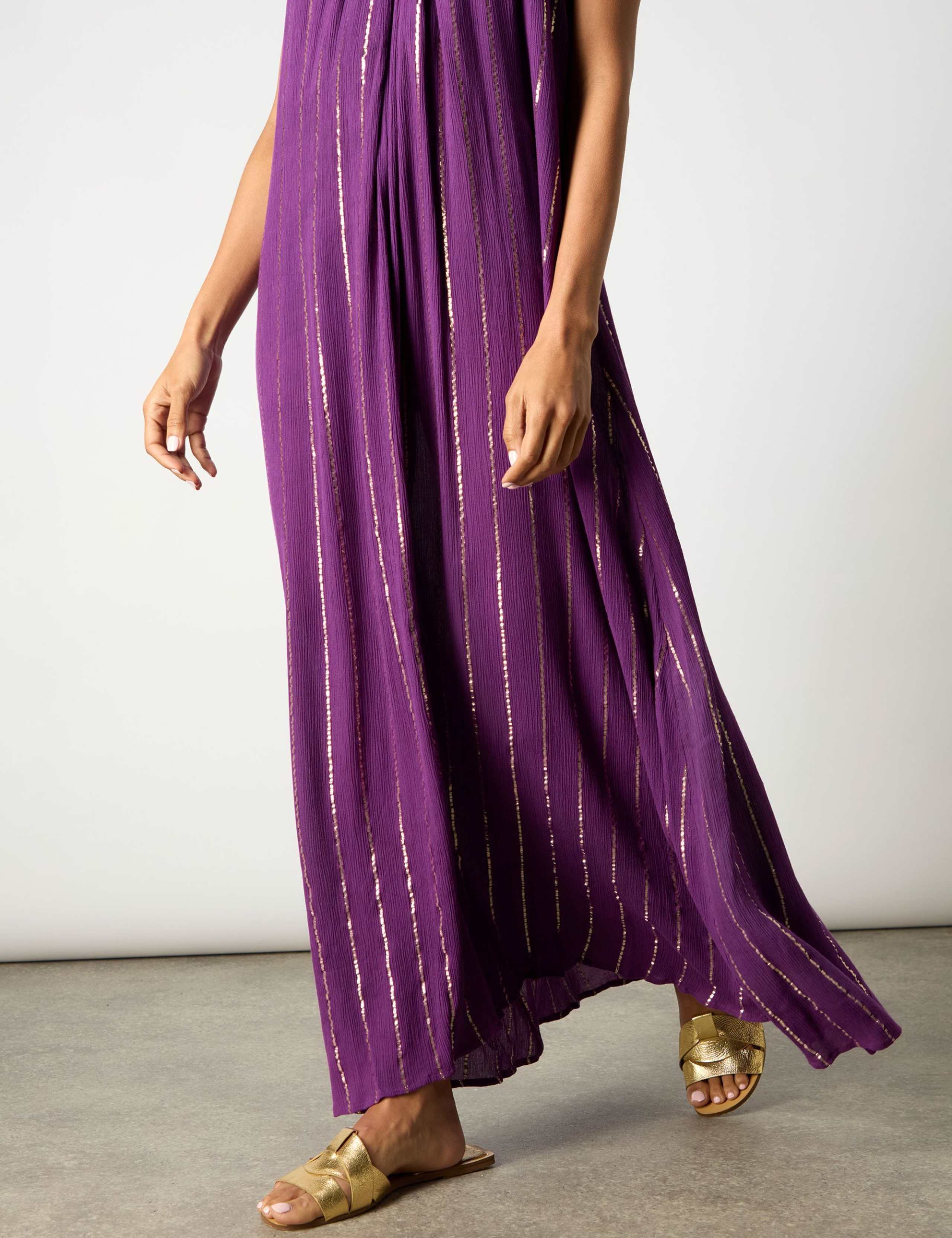 Striped Sparkly Twist Neck Maxi Swing Dress 10 of 10
