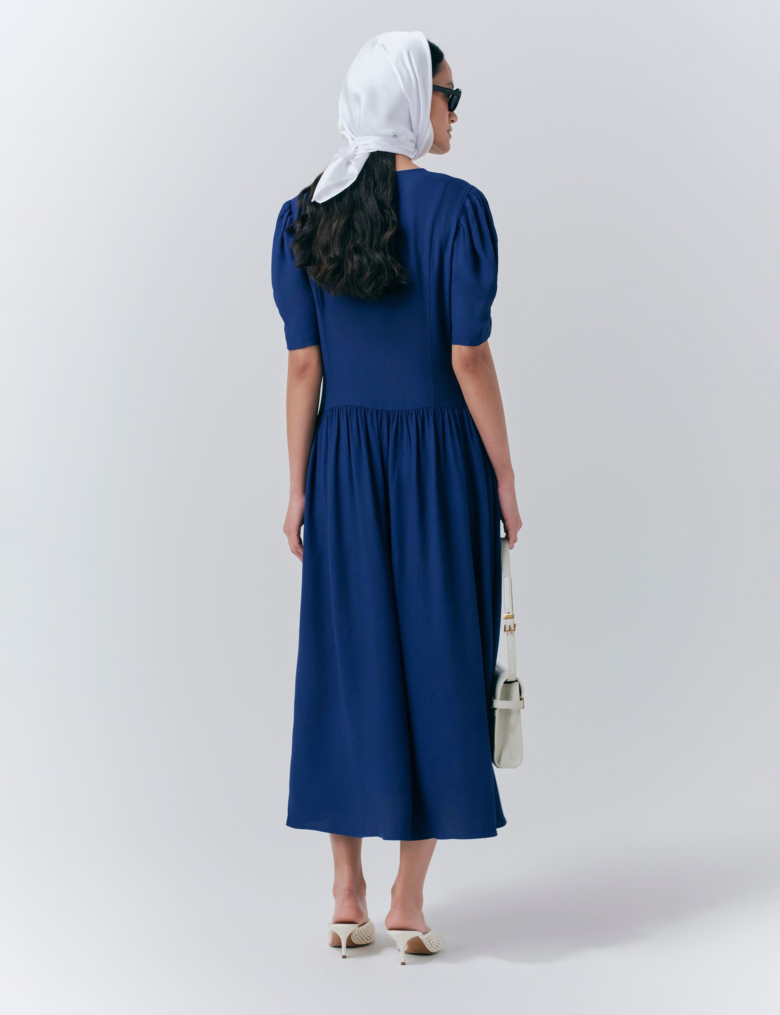 Crepe V-Neck Midi Tea Dress 3 of 5