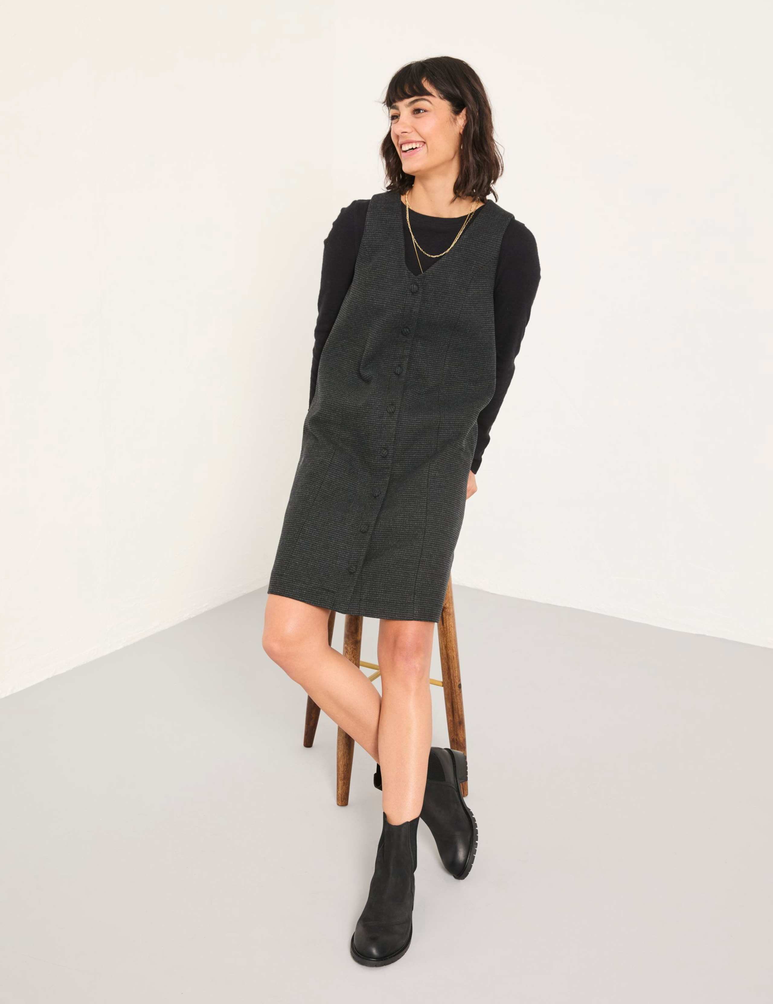 Tweed V-Neck Mini Shift Dress 3 of 5