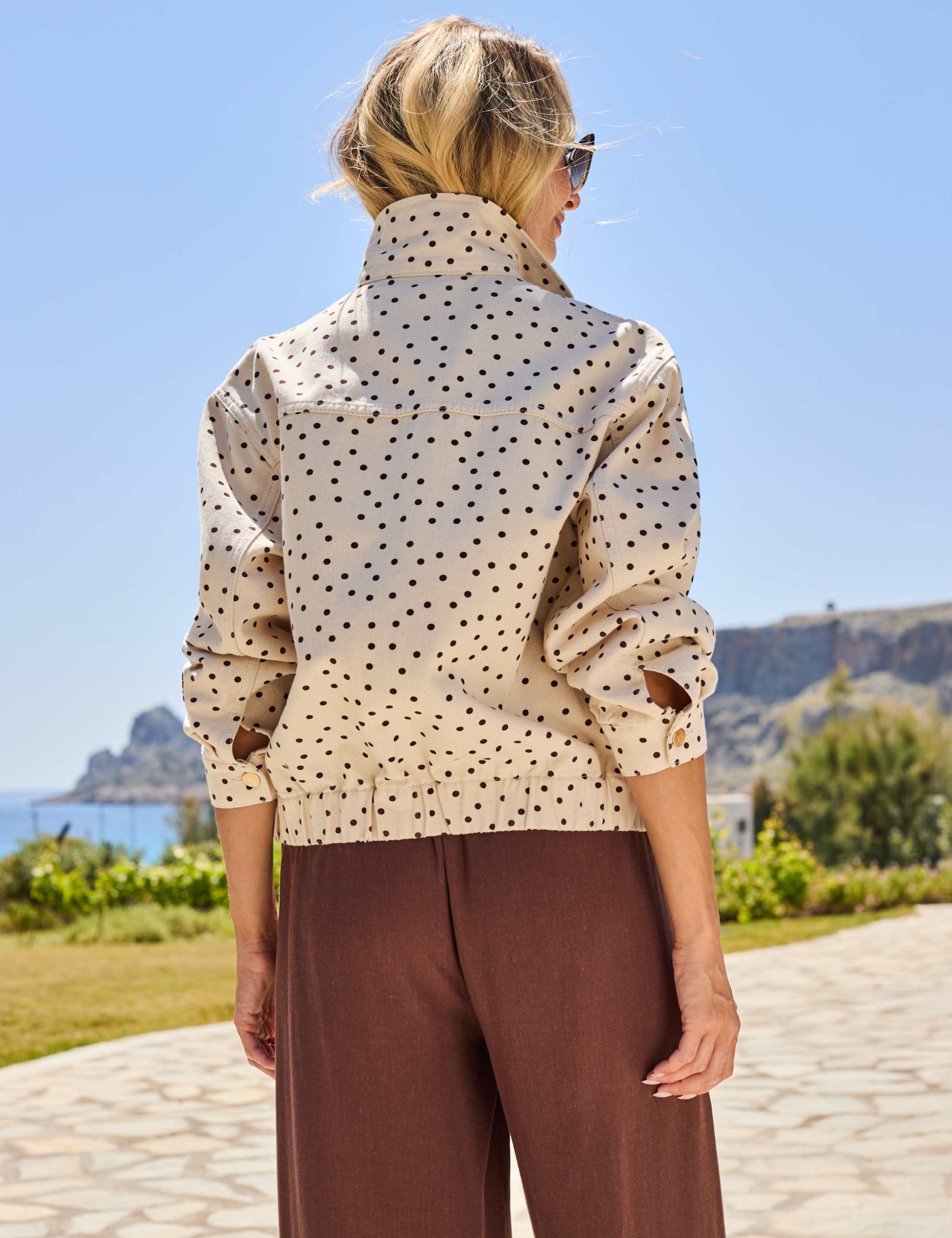 Denim Polka Dot Funnel Neck Jacket 3 of 5