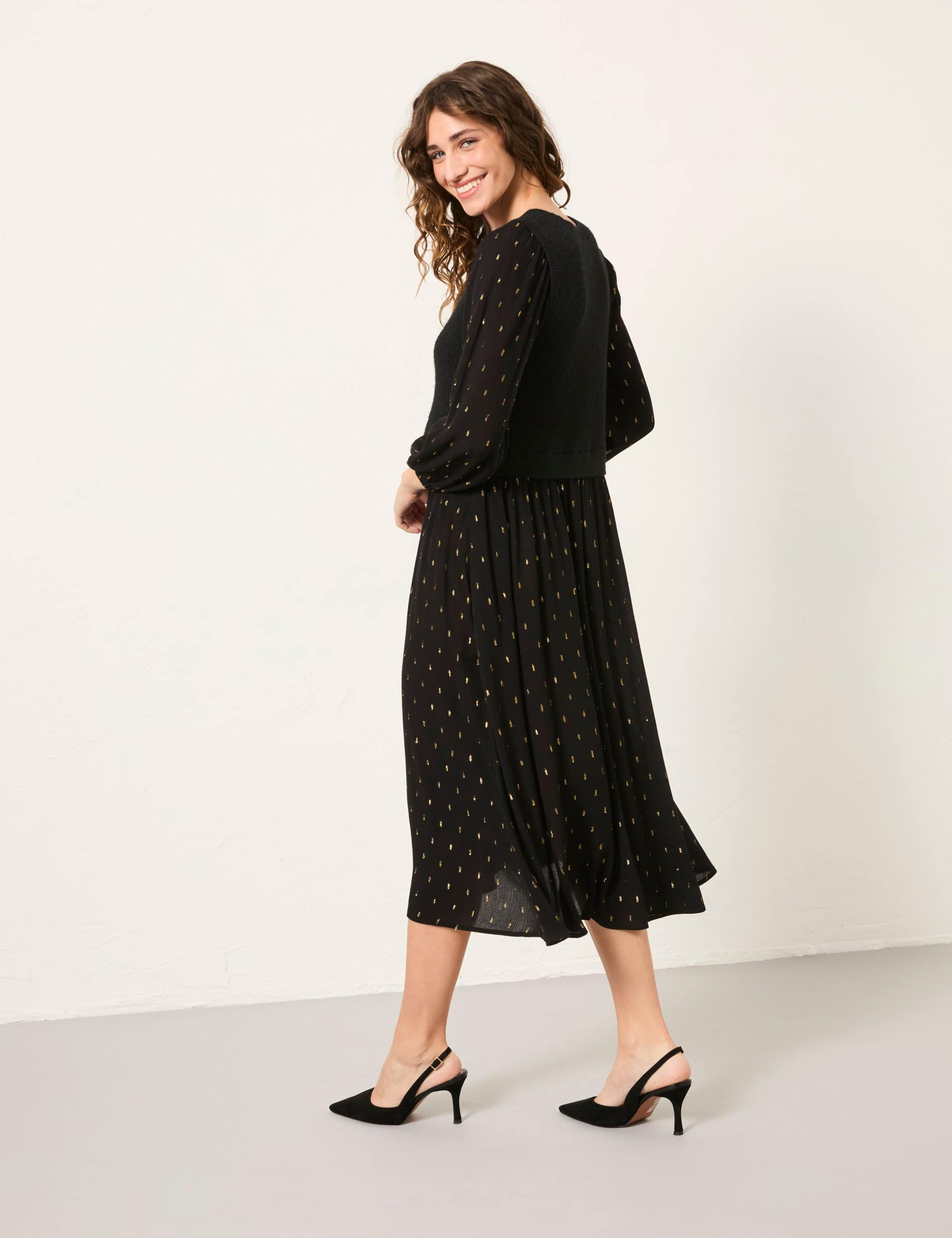 Metallic Printed Midi Jumper Dress 4 of 5