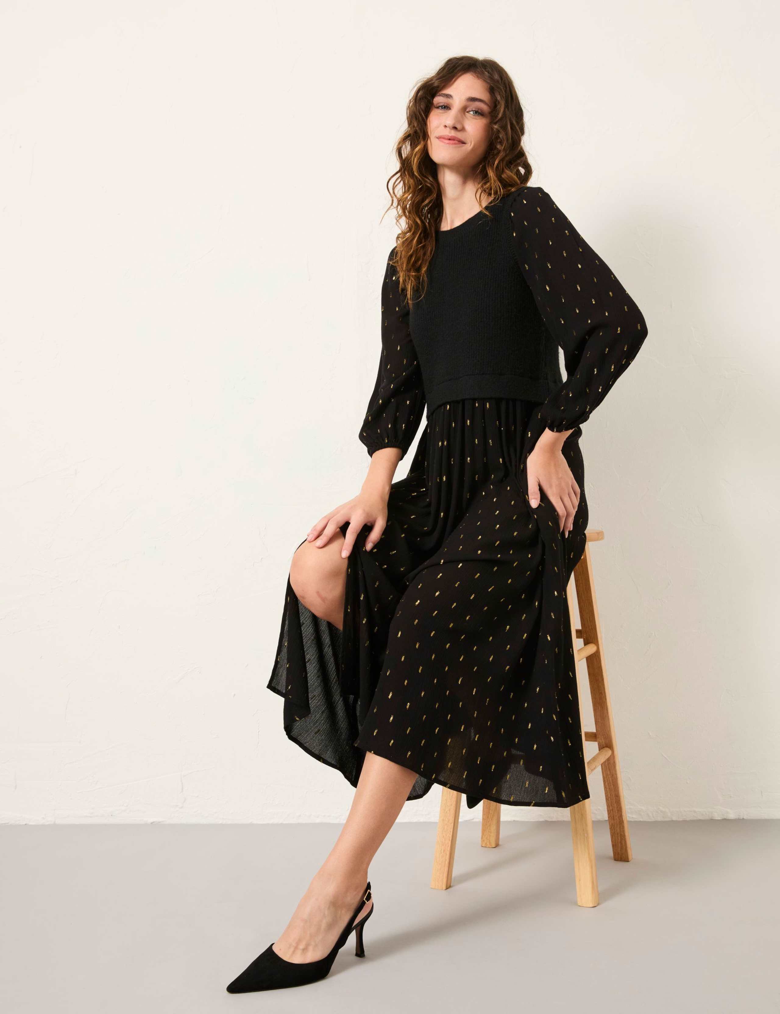 Metallic Printed Midi Jumper Dress 5 of 5
