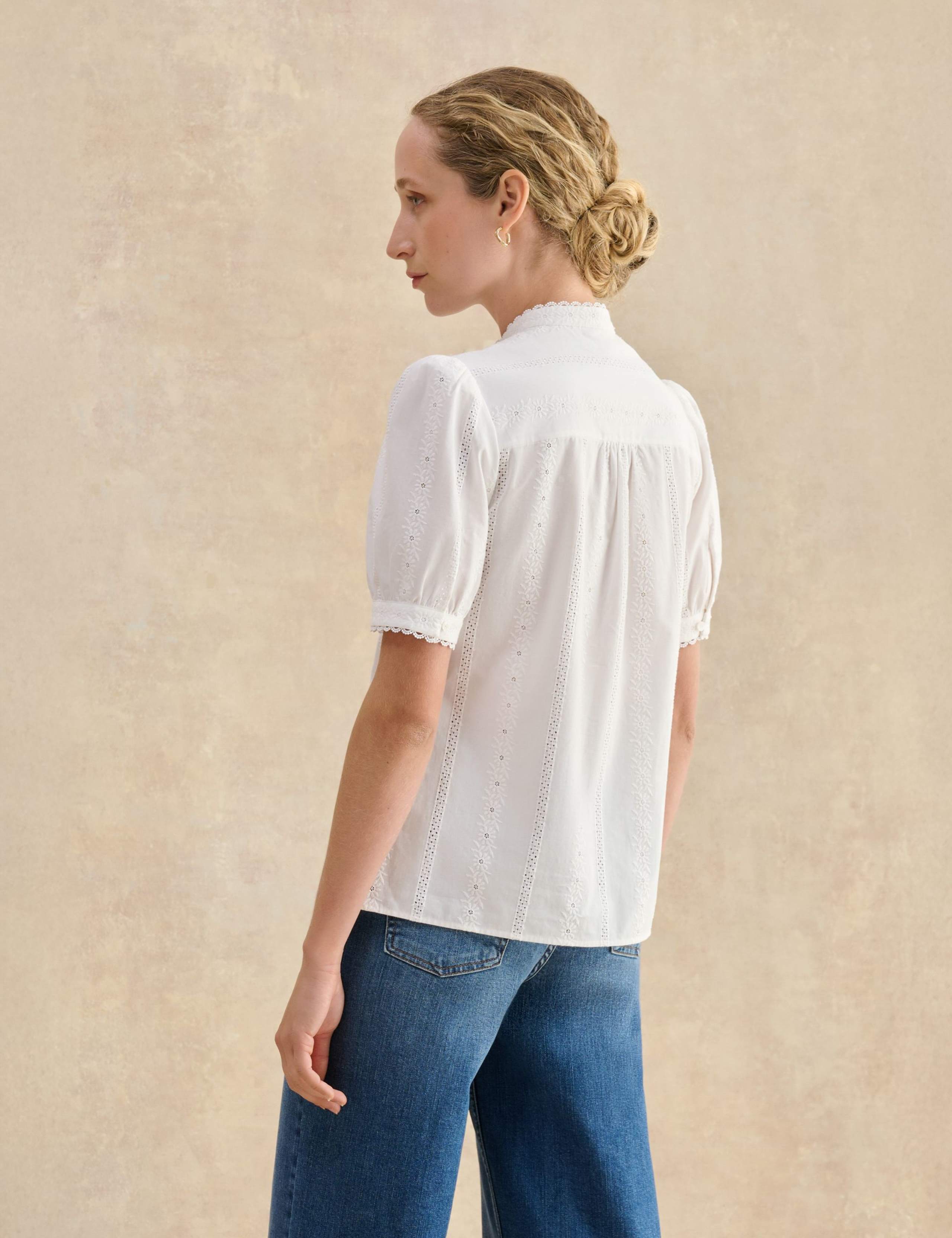 Pure Cotton Cutwork Detail Blouse 3 of 5