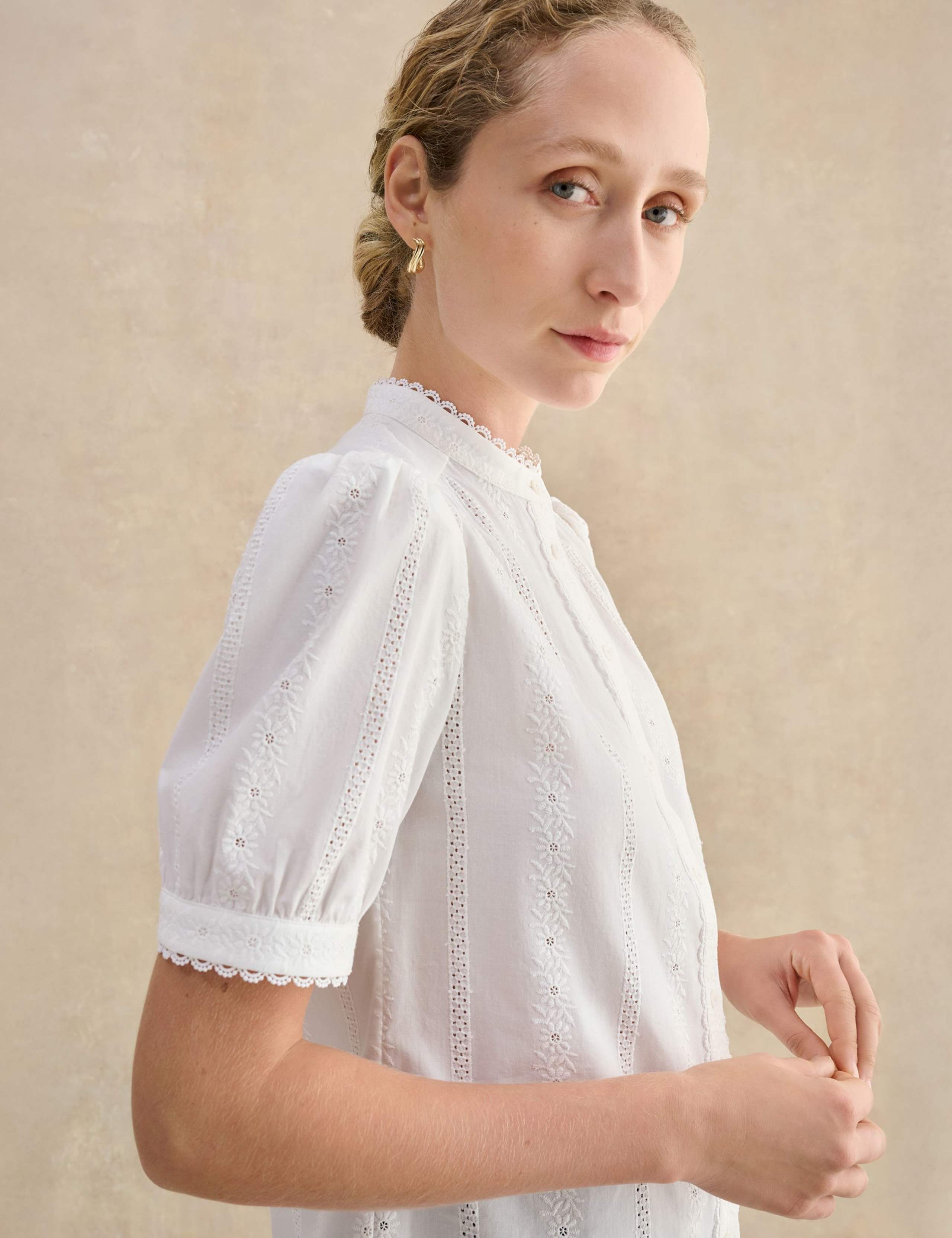 Pure Cotton Cutwork Detail Blouse 4 of 5