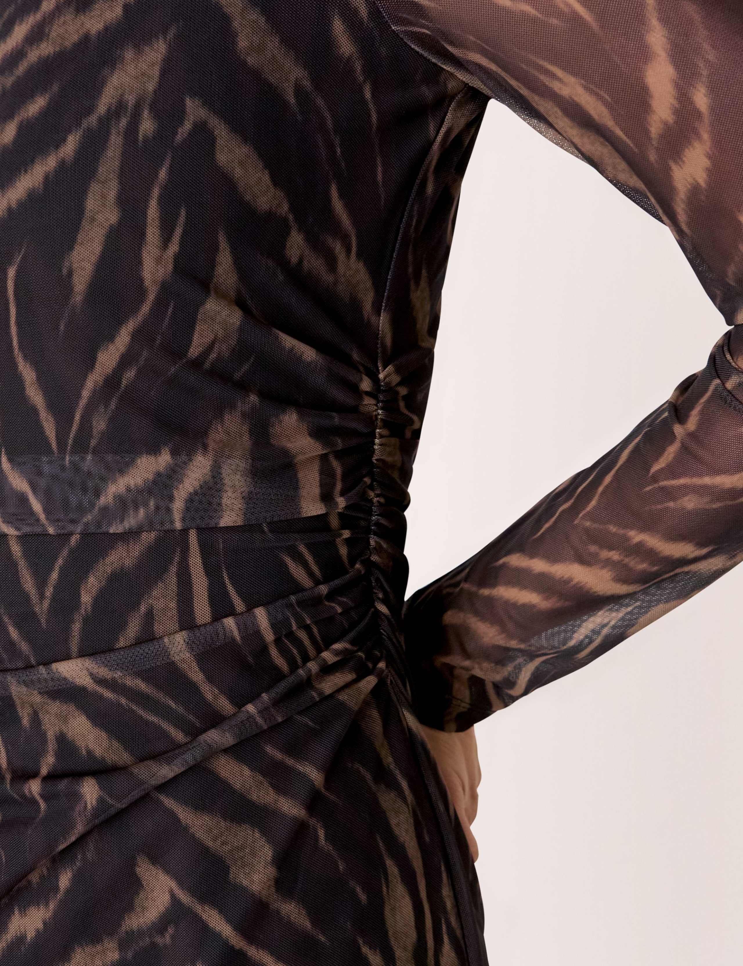 Mesh Abstract Zebra Print Midi Column Dress 4 of 4