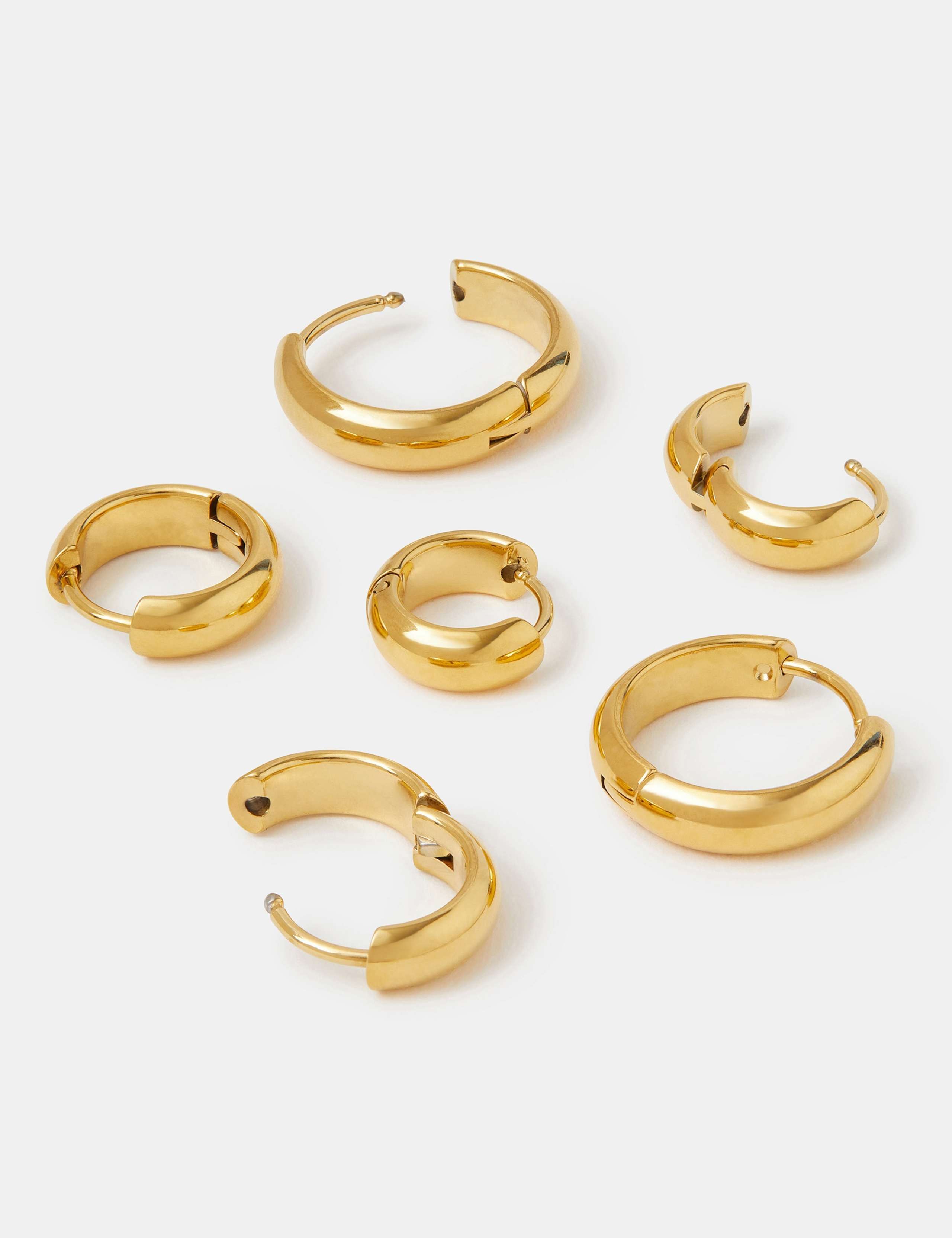 3 Pack Gold Tone Hoop Earrings 2 of 3