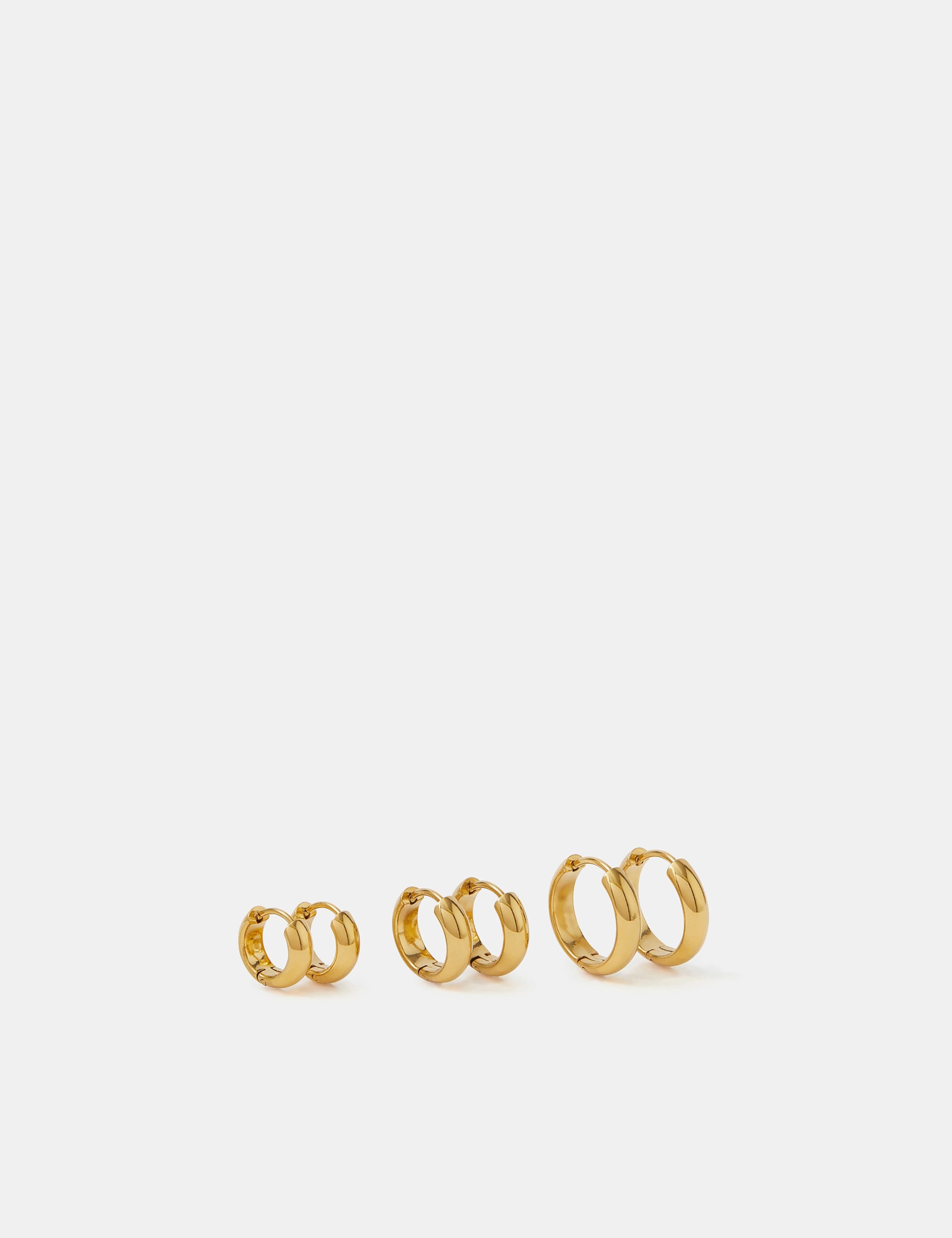 3 Pack Gold Tone Hoop Earrings 3 of 3