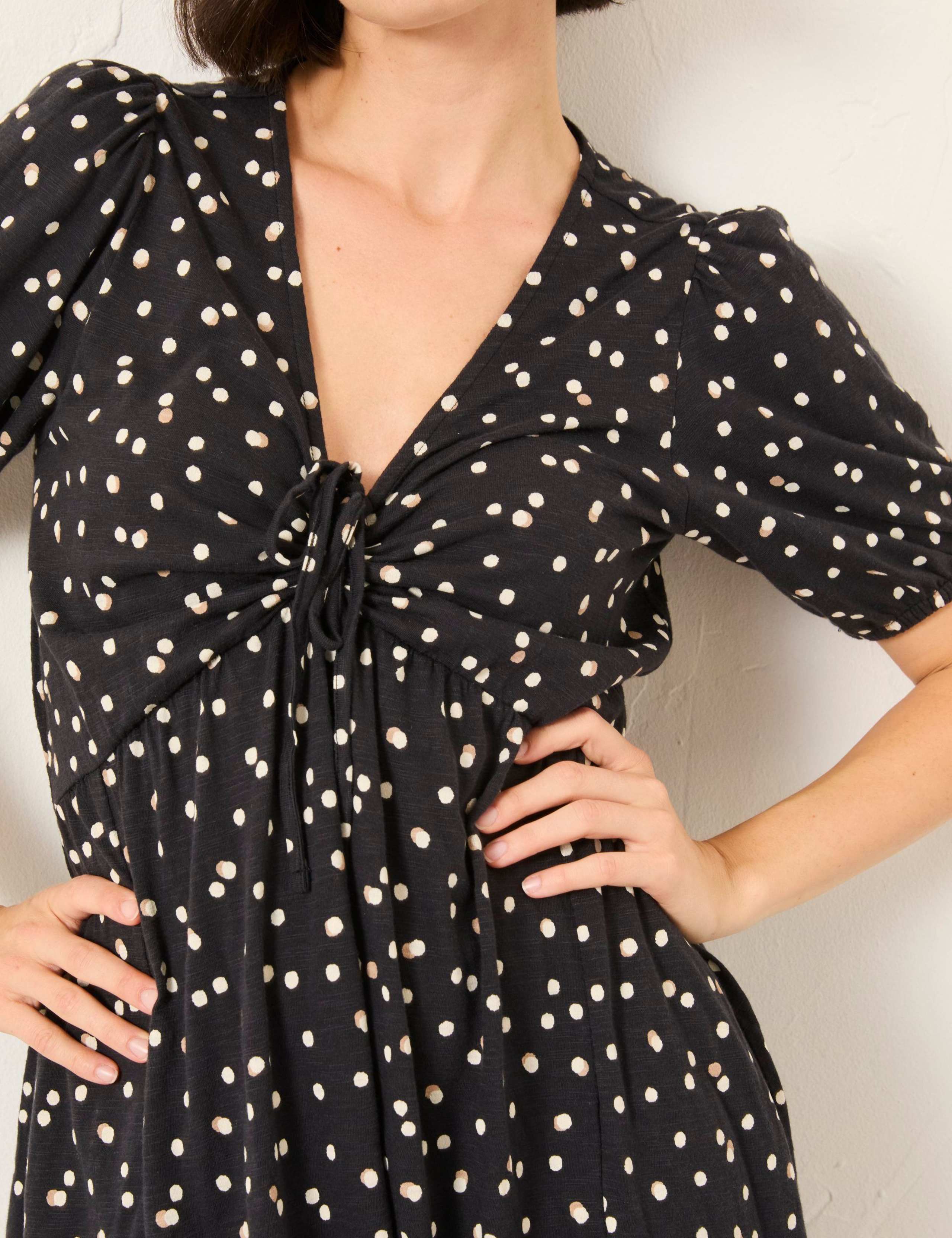 Cotton Rich Polka Dot V-Neck Midi Tea Dress 5 of 5
