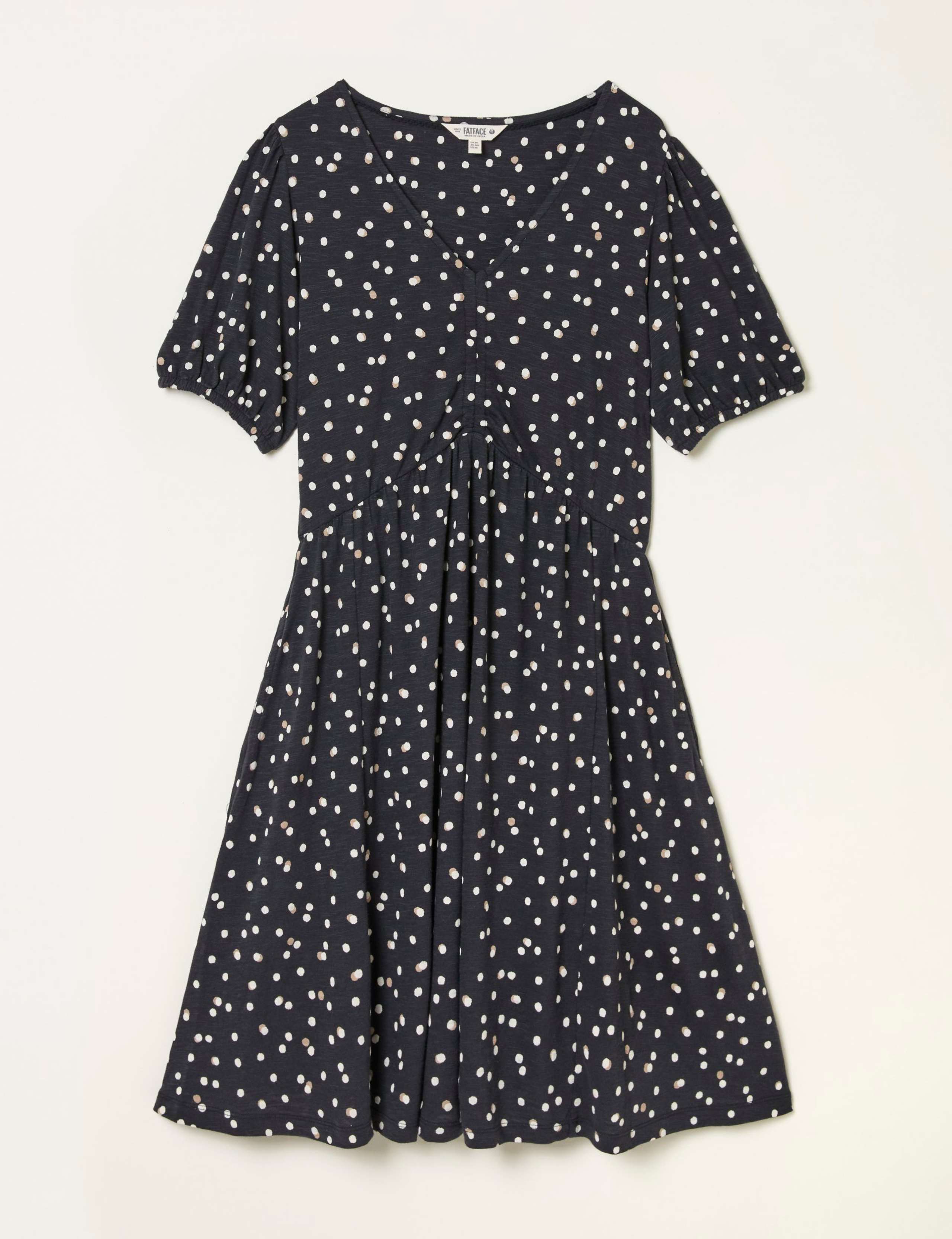Cotton Rich Polka Dot V-Neck Midi Tea Dress 2 of 5