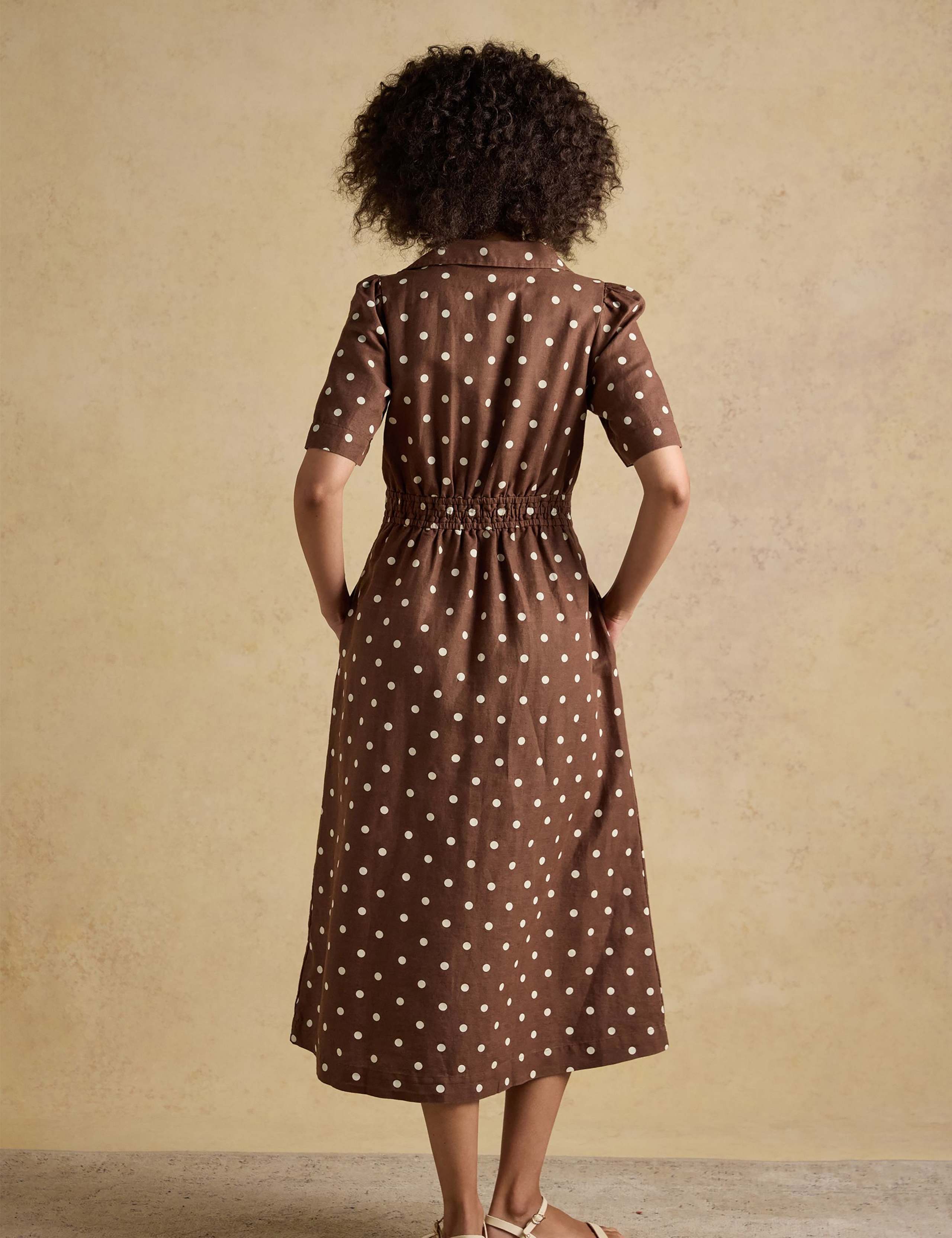 Linen Rich Floral Knot Midaxi Shirt Dress 3 of 5