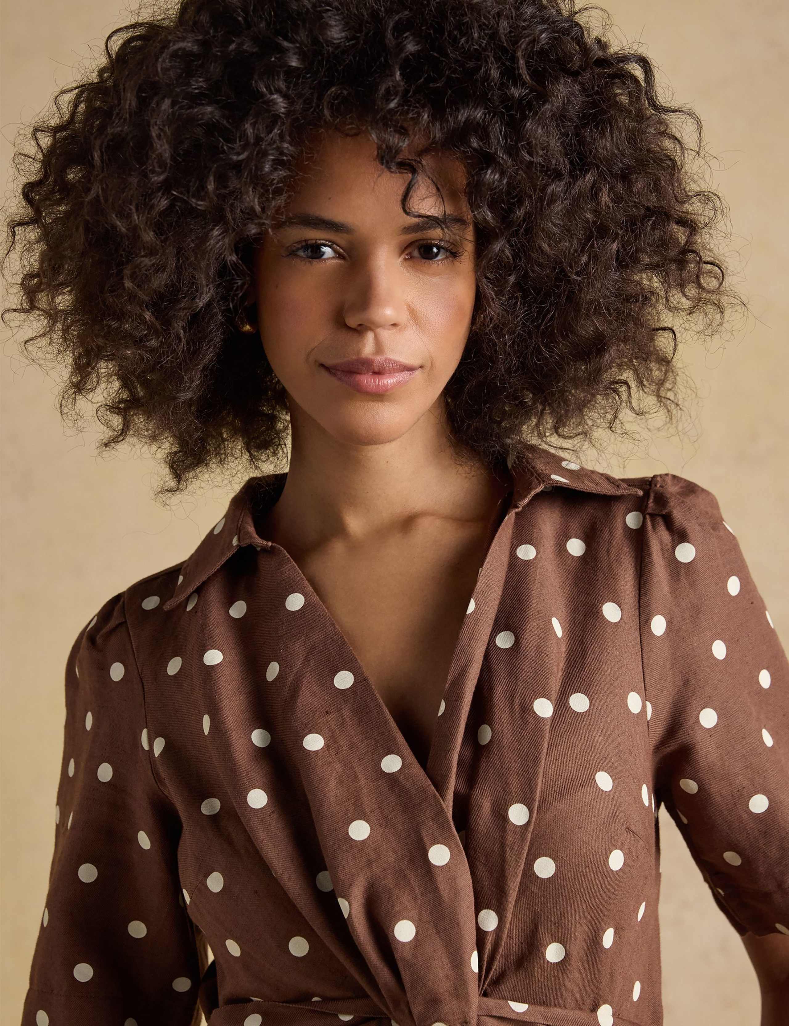 Linen Rich Floral Knot Midaxi Shirt Dress 4 of 5