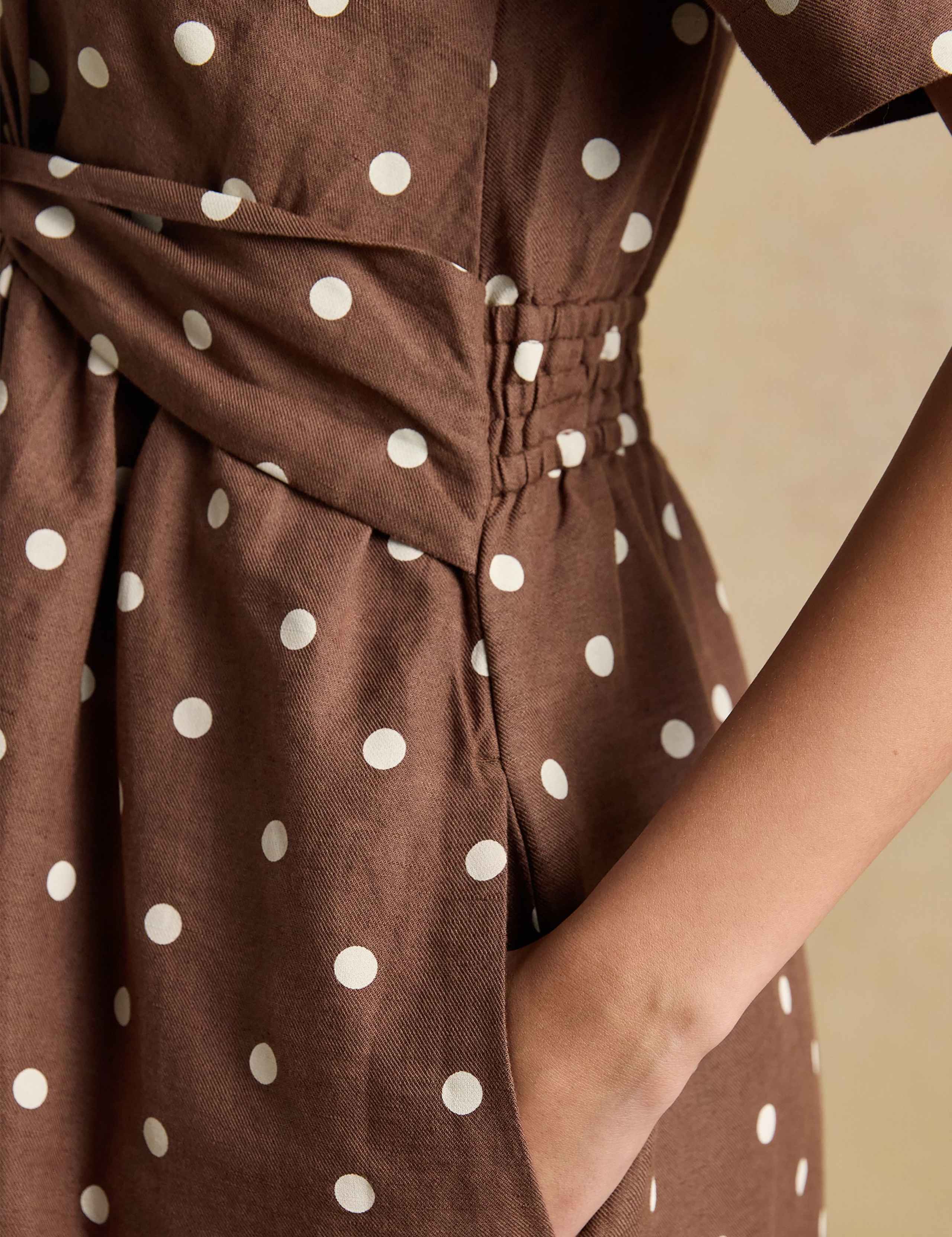 Linen Rich Floral Knot Midaxi Shirt Dress 5 of 5