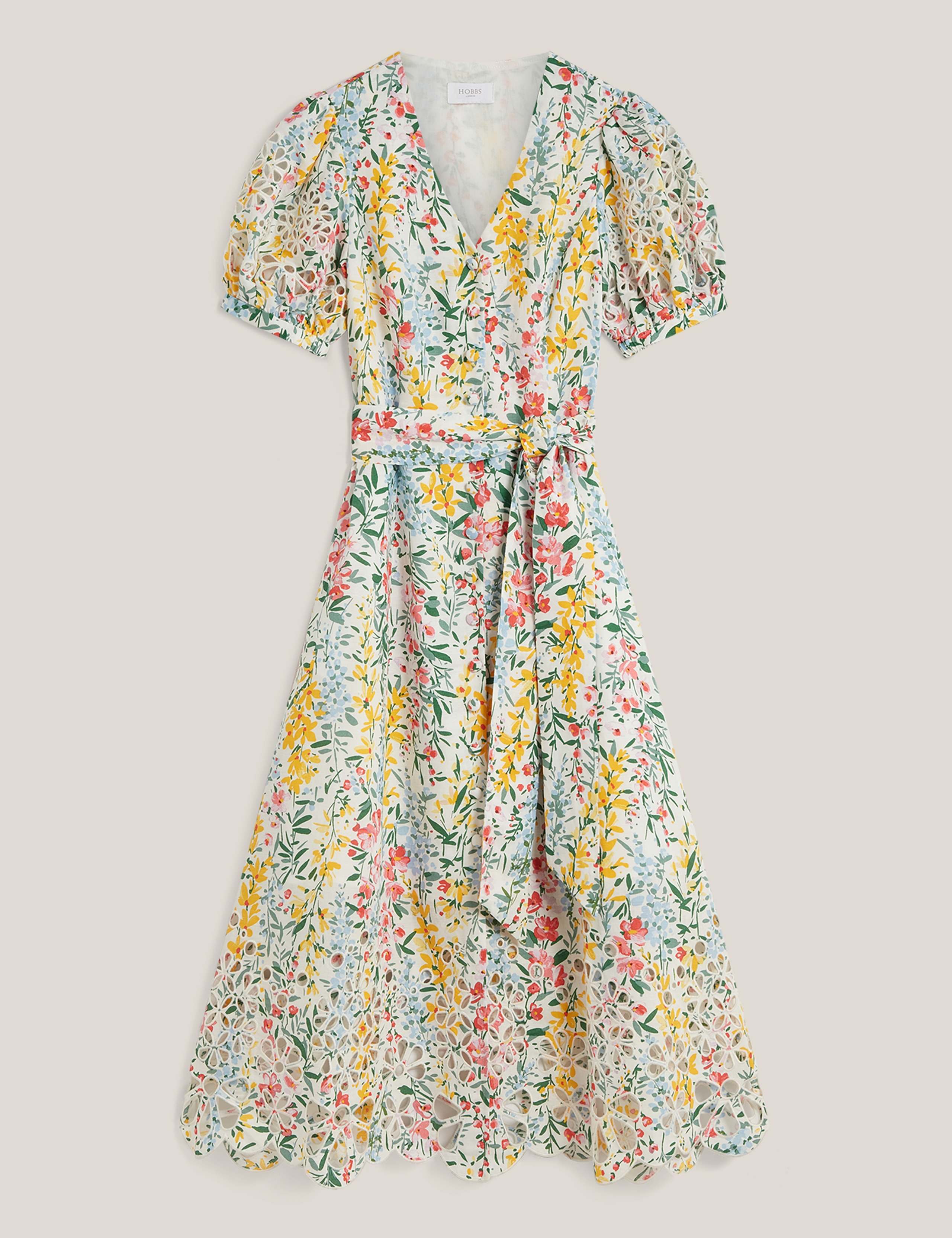 Linen Blend Floral Midi Tea Dress 2 of 6