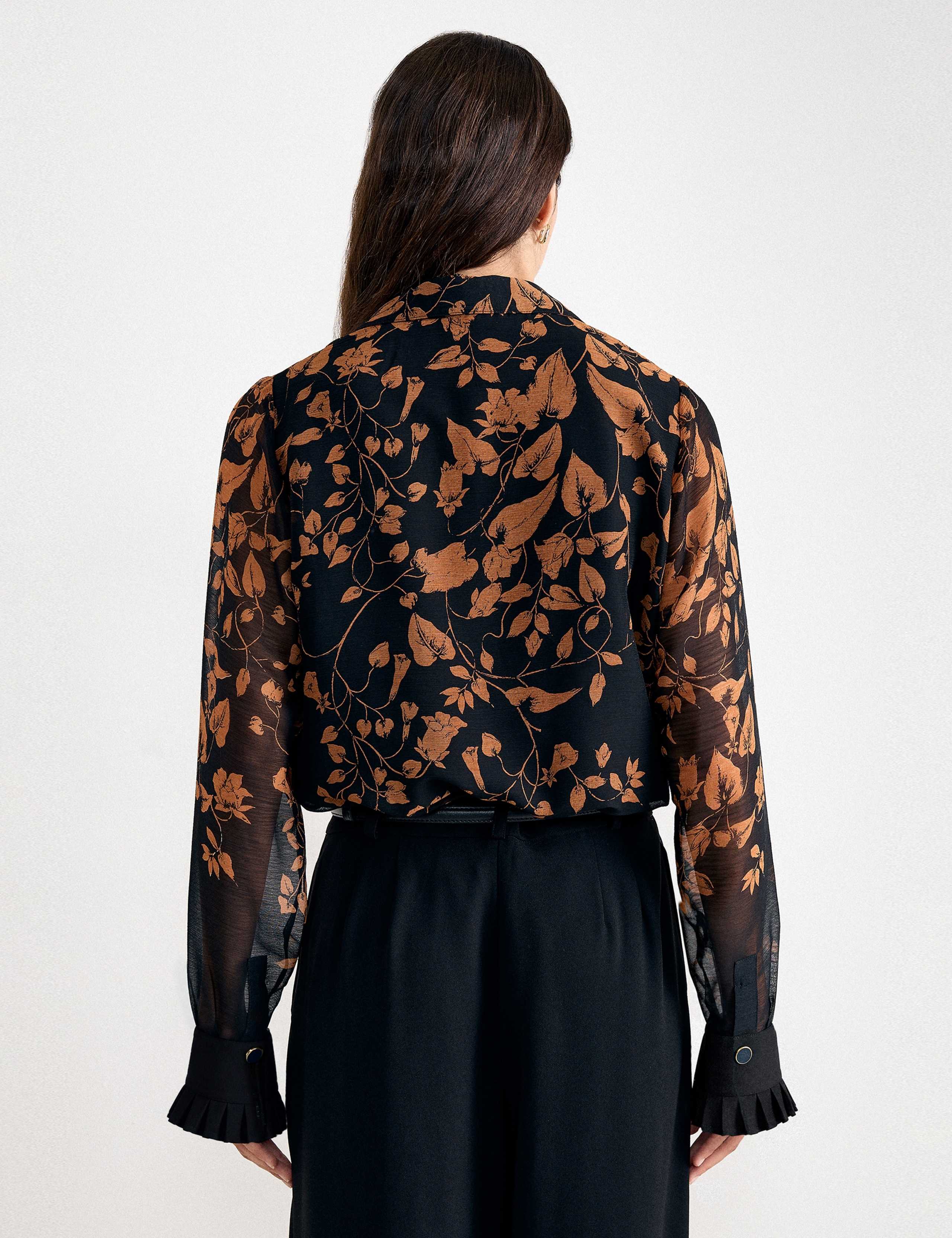Floral Collared Frill Sleeve Shirt 3 of 8