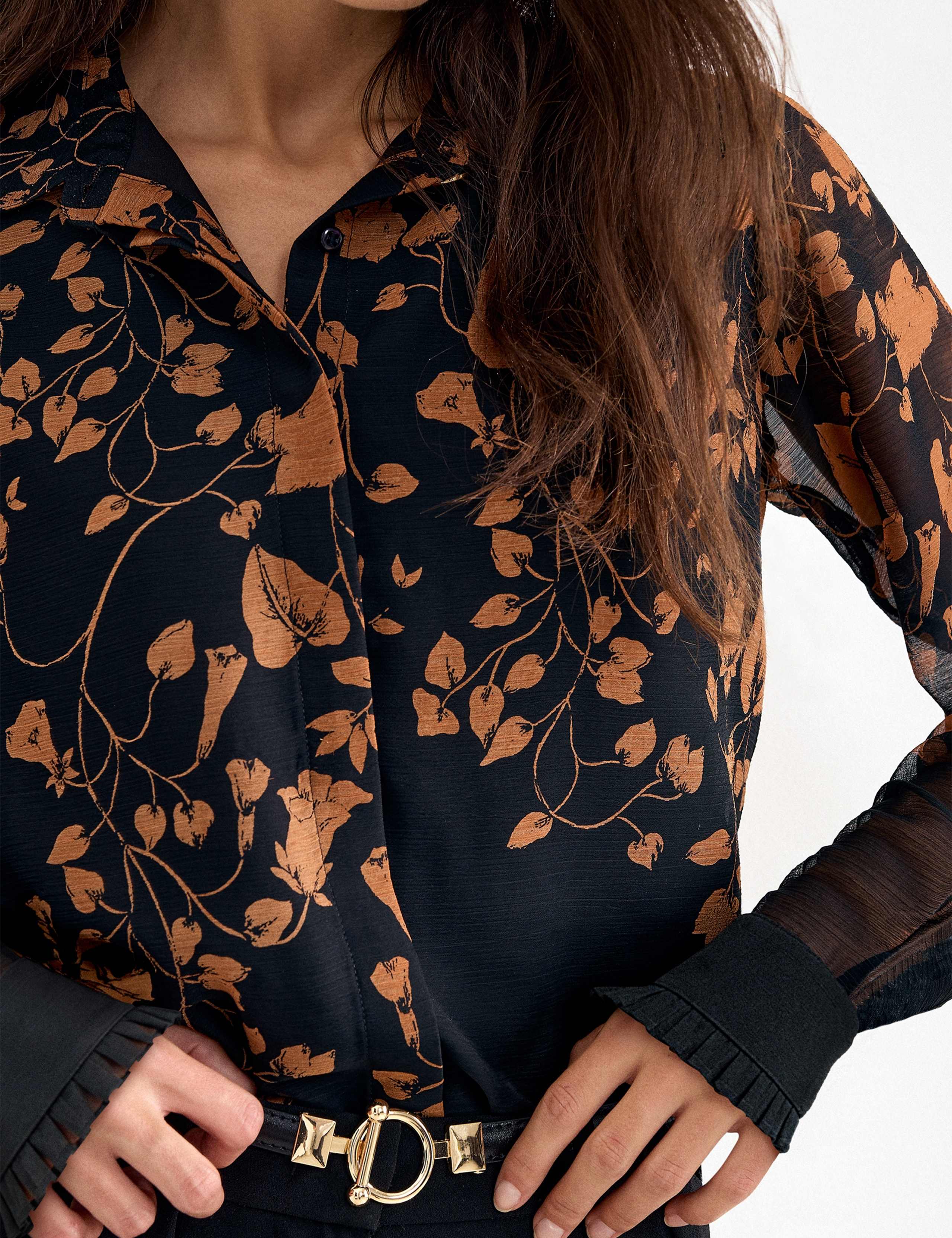 Floral Collared Frill Sleeve Shirt 5 of 8
