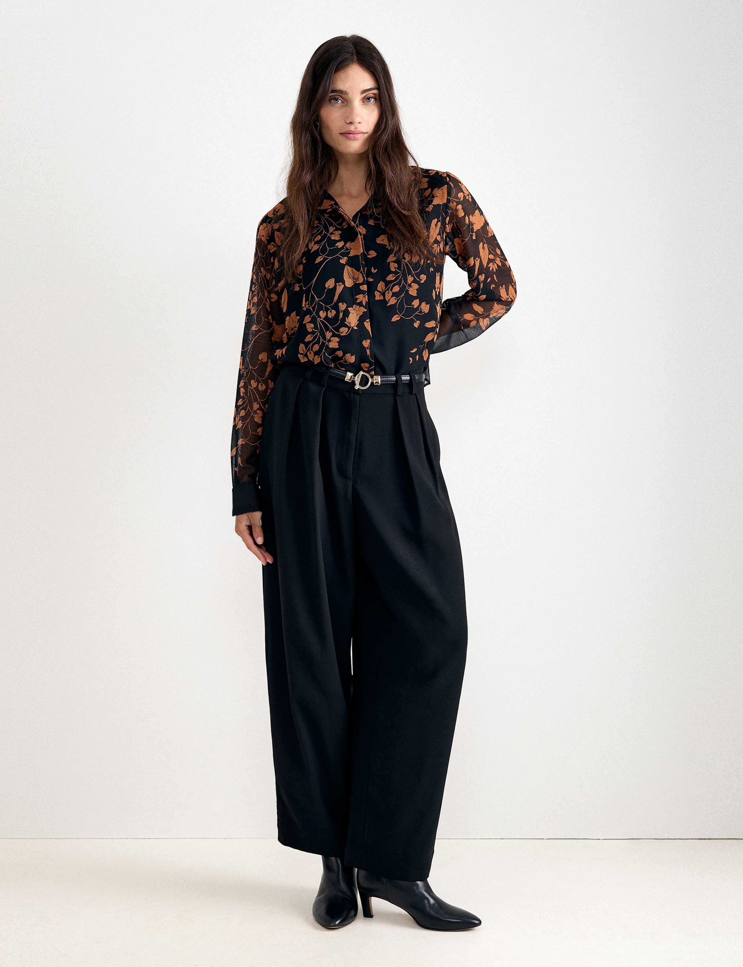 Floral Collared Frill Sleeve Shirt 7 of 8