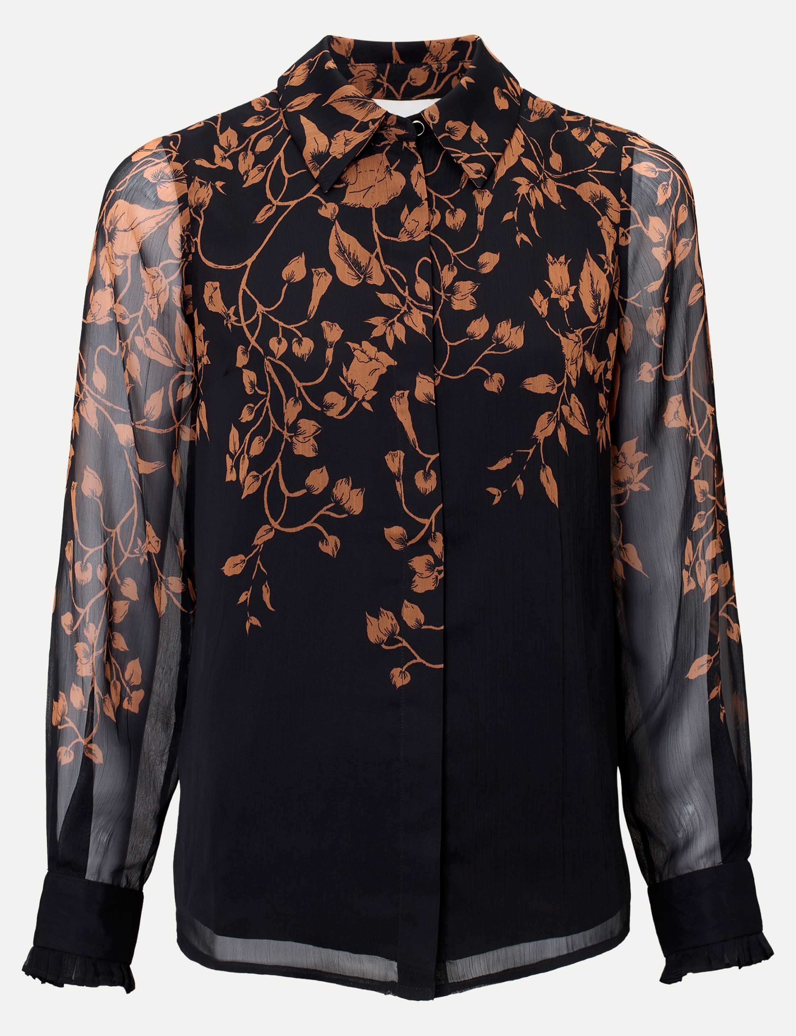 Floral Collared Frill Sleeve Shirt 2 of 8