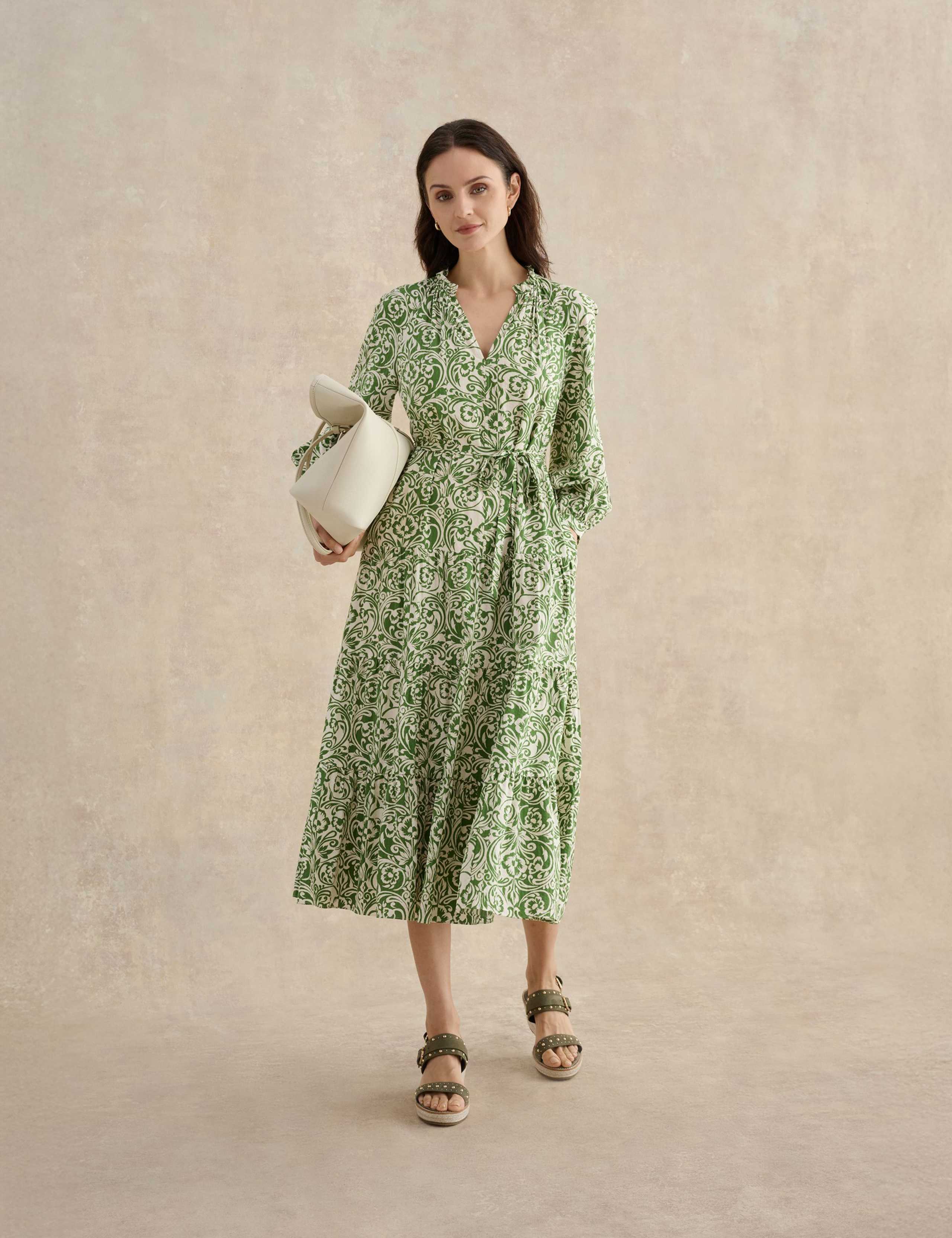 Cotton Blend Floral V-Neck Skater Dress 3 of 5