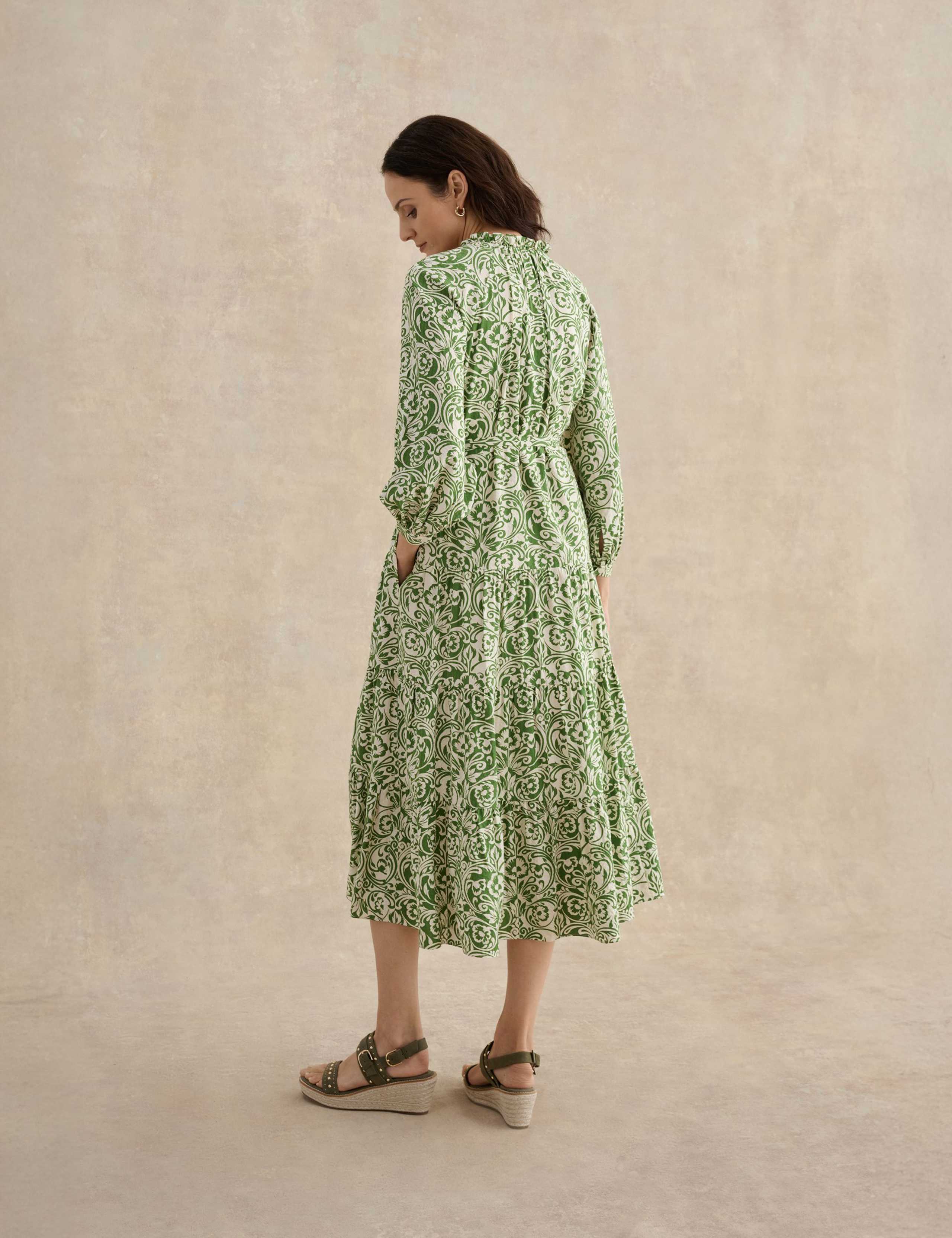 Cotton Blend Floral V-Neck Skater Dress 4 of 5