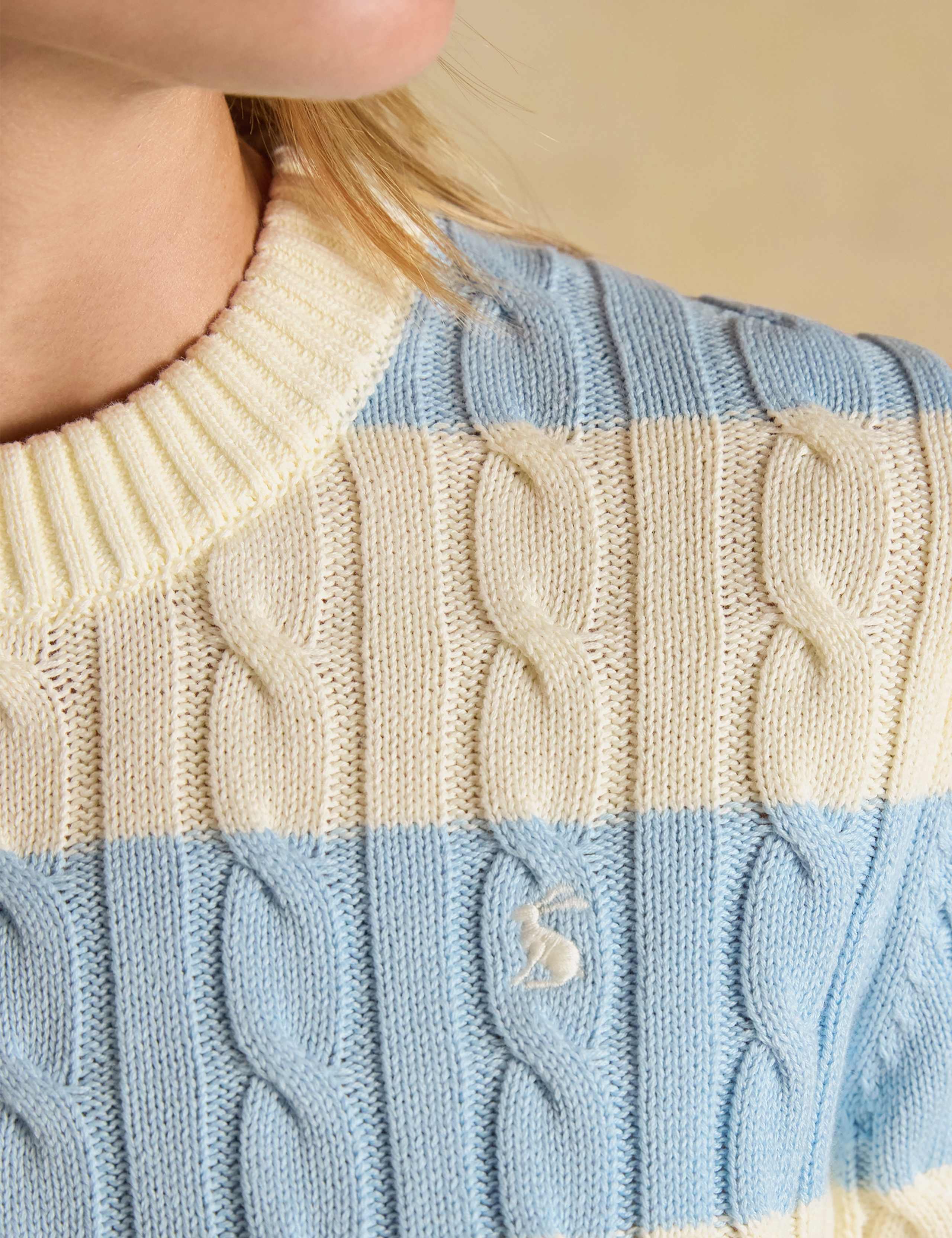 Pure Cotton Striped Cable KnitJumper 3 of 8