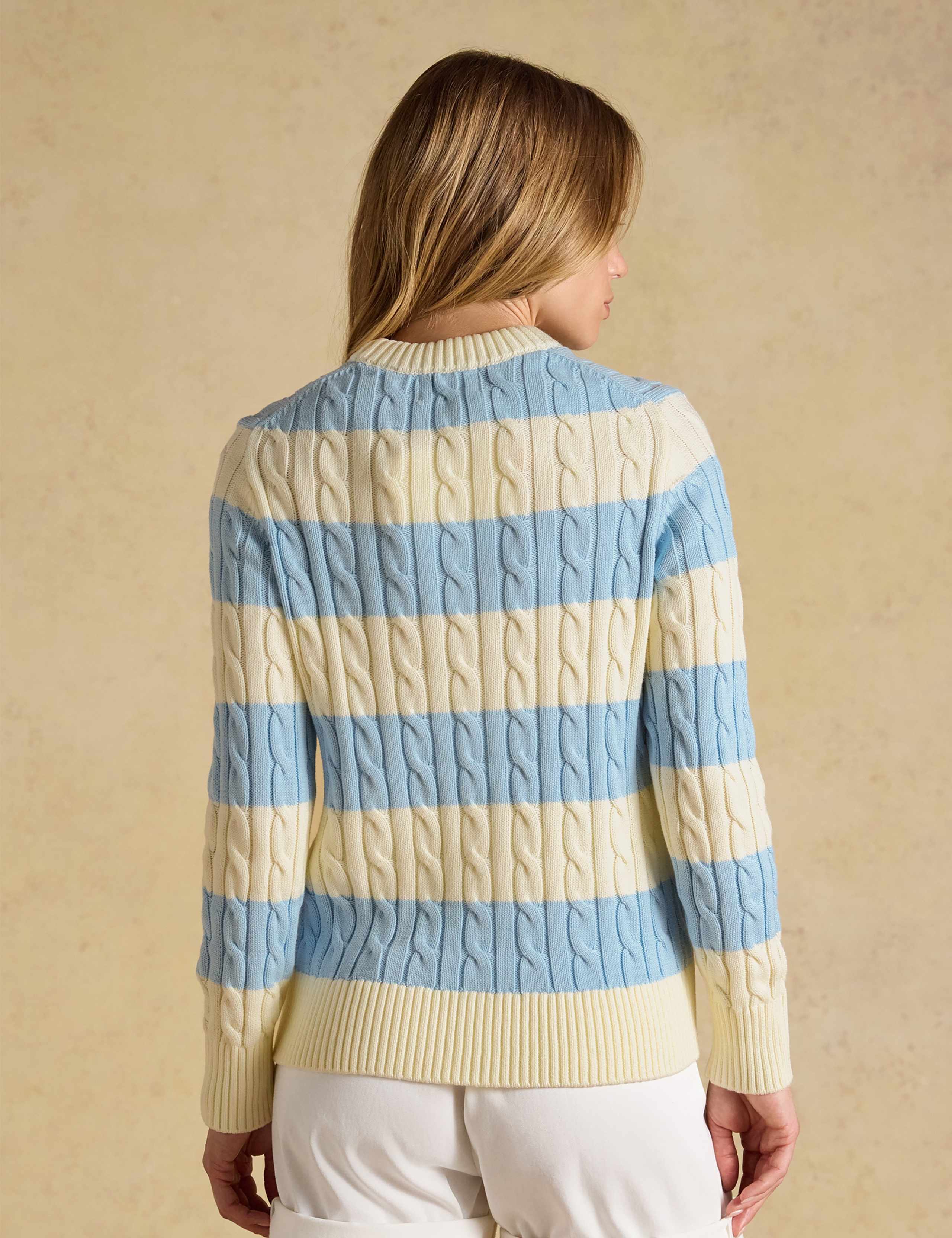Pure Cotton Striped Cable KnitJumper 7 of 8