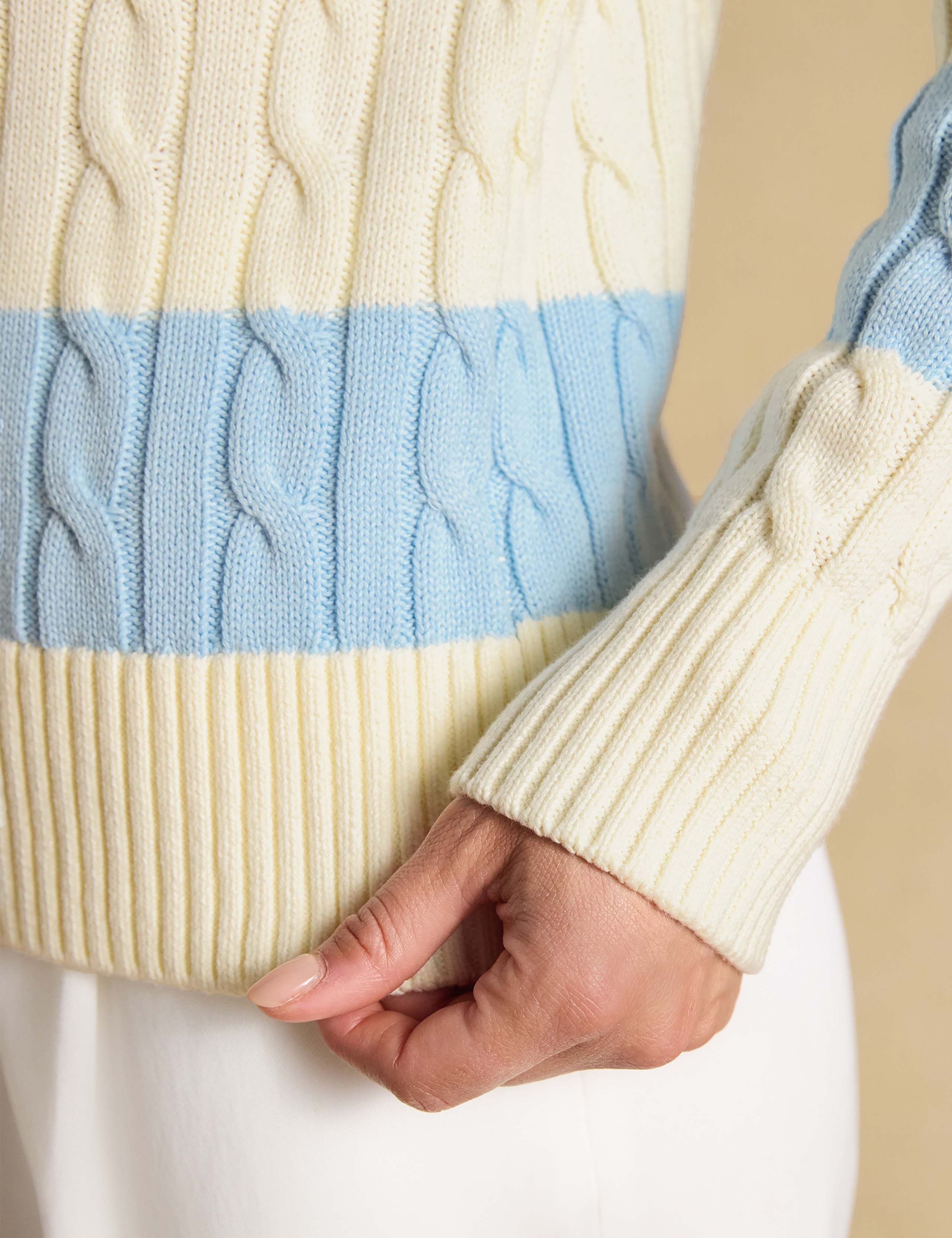Pure Cotton Striped Cable KnitJumper 8 of 8