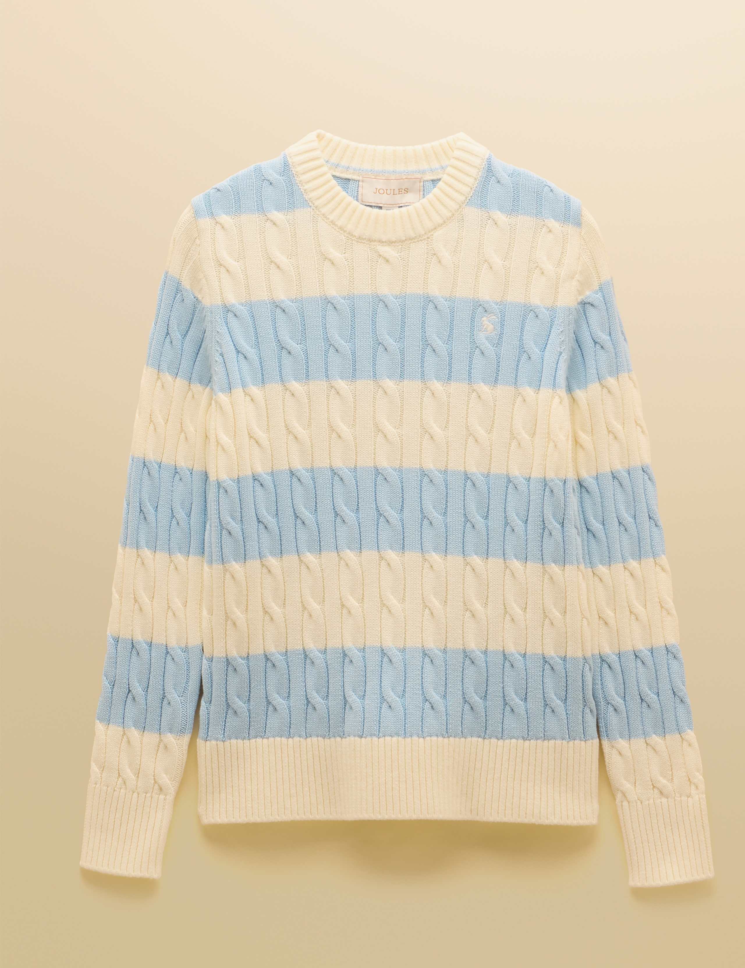 Pure Cotton Striped Cable KnitJumper 2 of 8