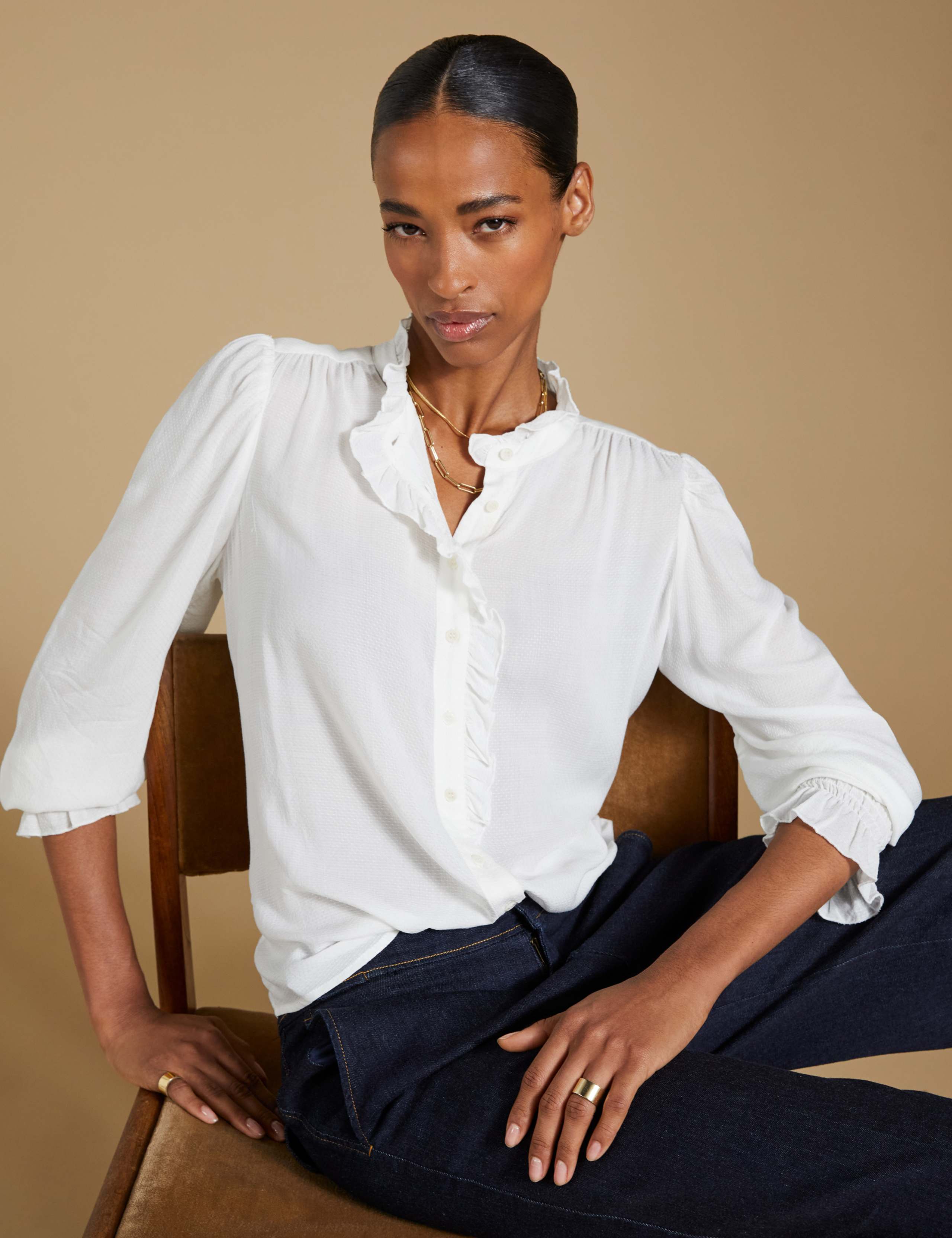High Neck Frill Detail Button Through Blouse 4 of 8