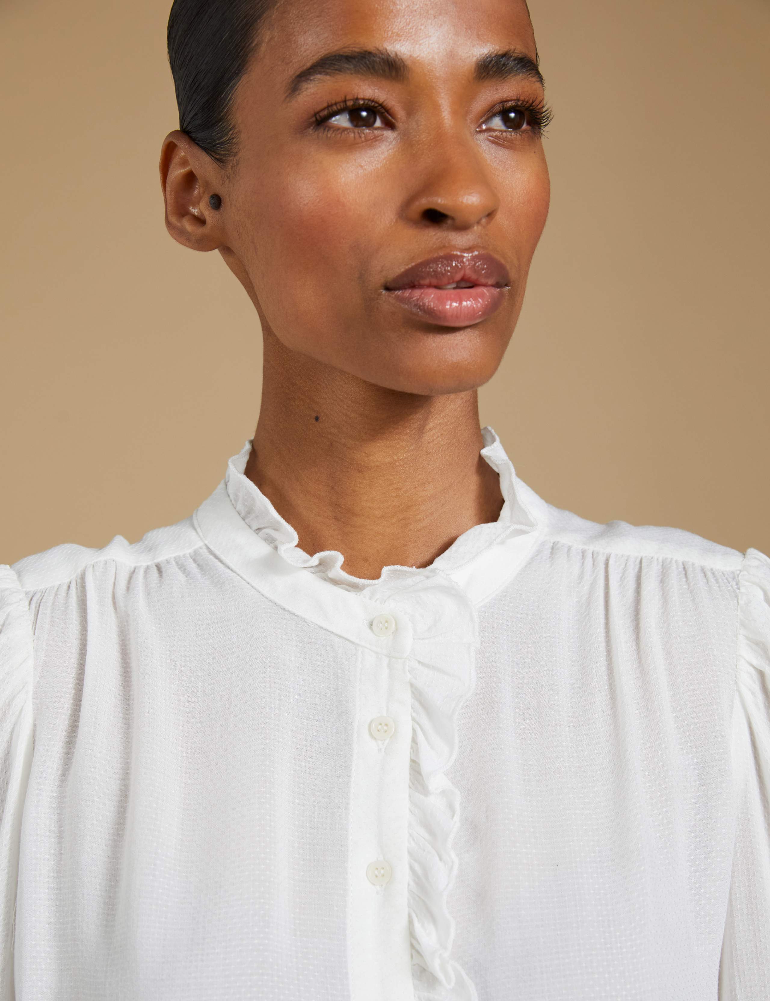 High Neck Frill Detail Button Through Blouse 8 of 8