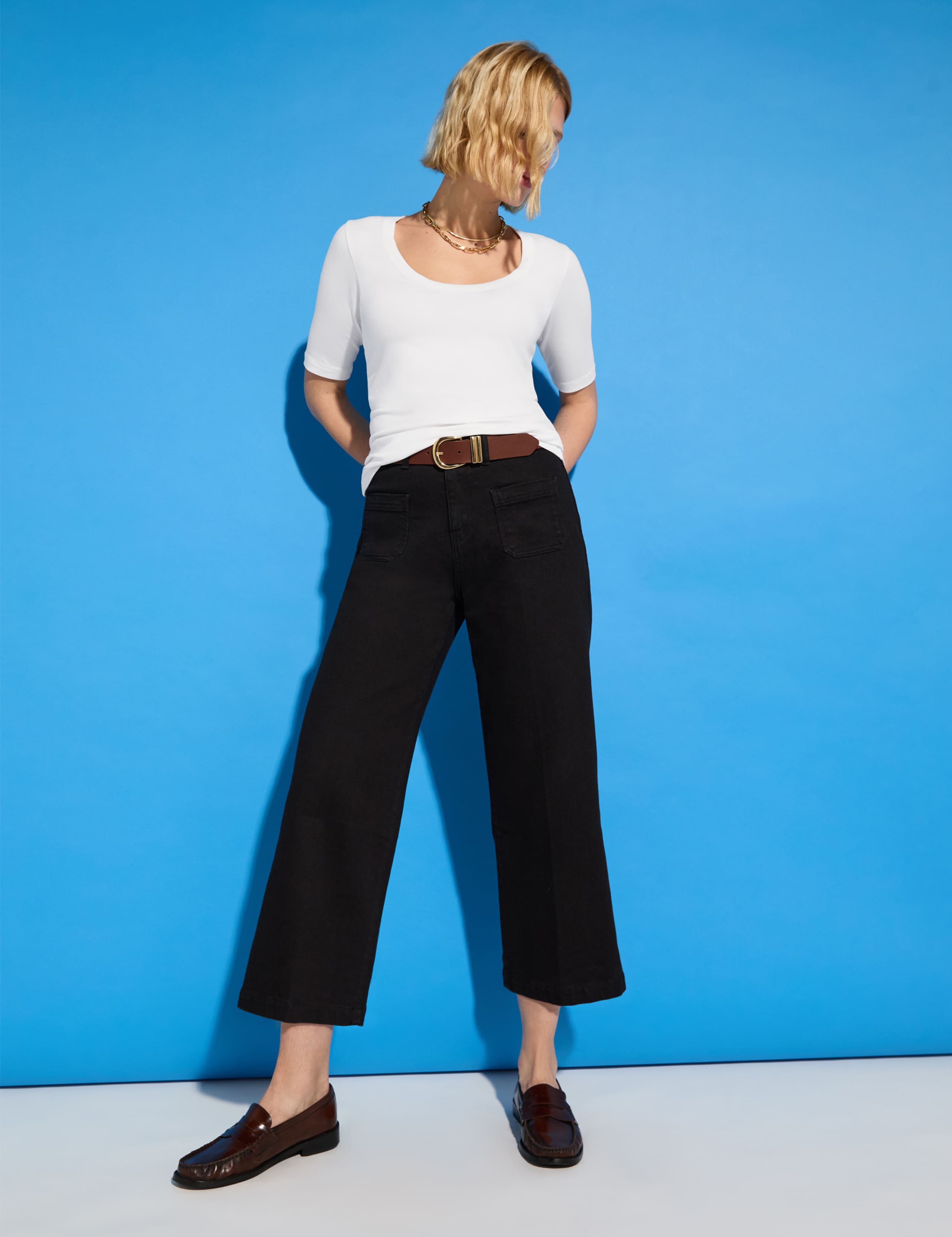 High Waisted Wide Leg Cropped Jeans 4 of 7