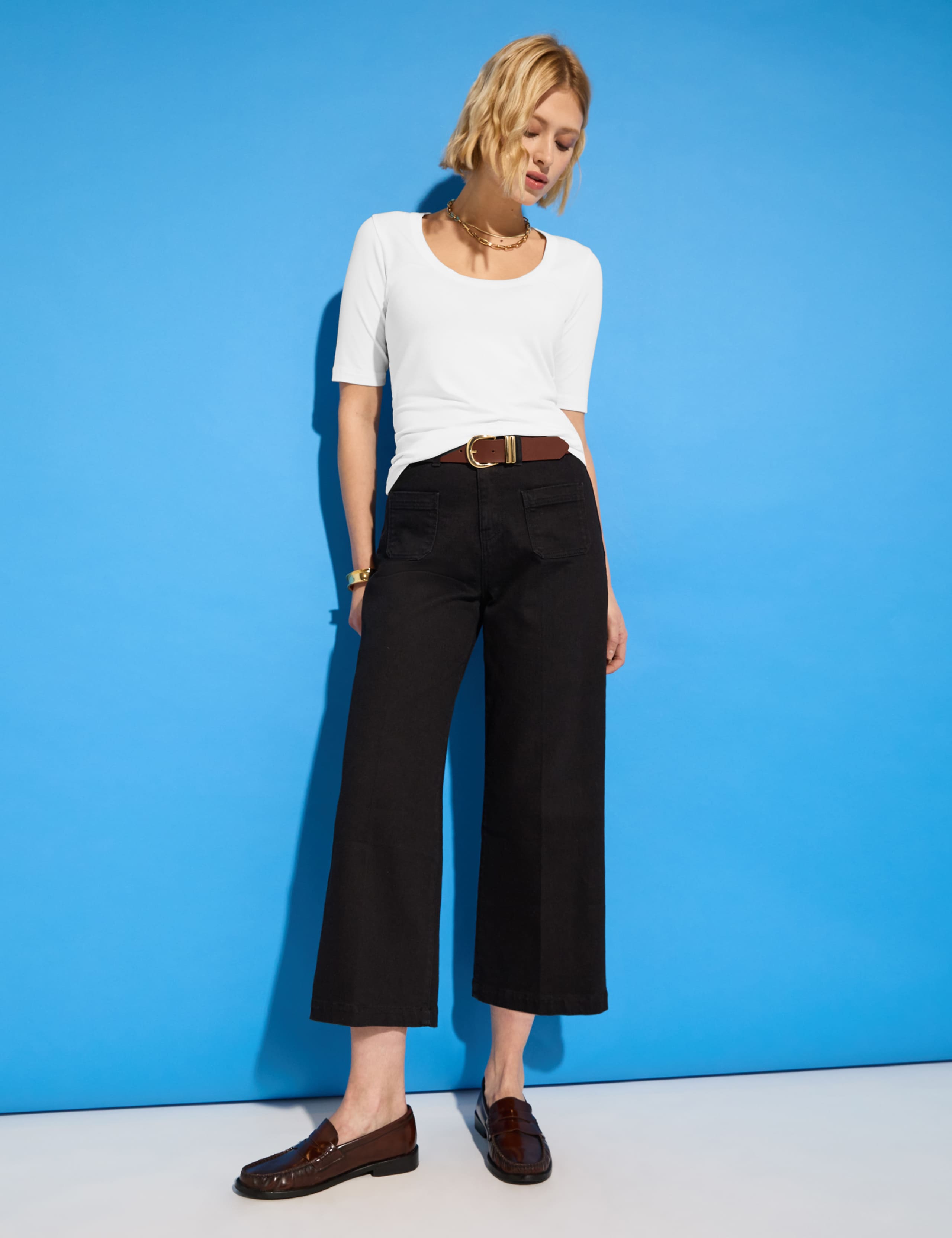 High Waisted Wide Leg Cropped Jeans 6 of 7