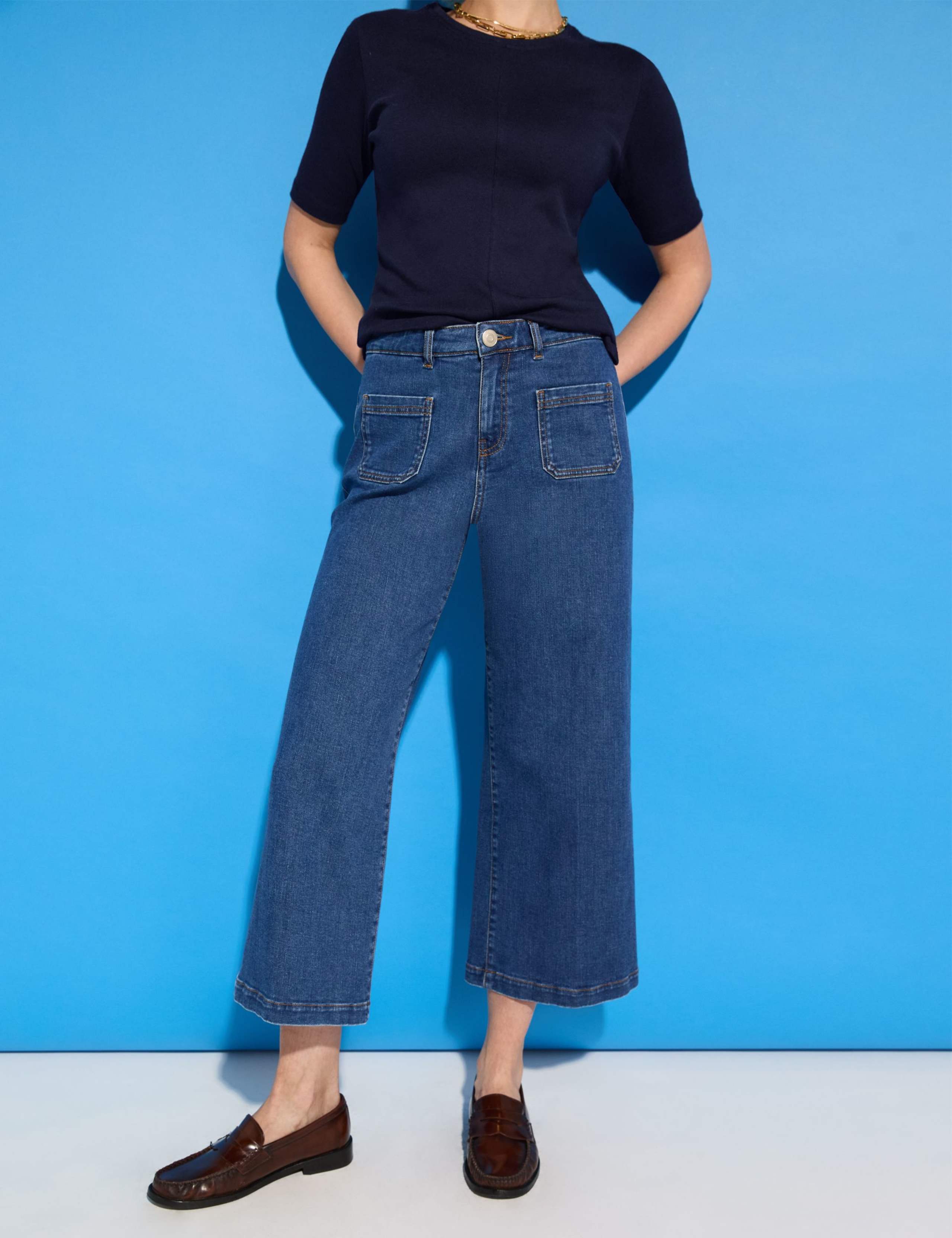 High Waisted Wide Leg Cropped Jeans 3 of 5