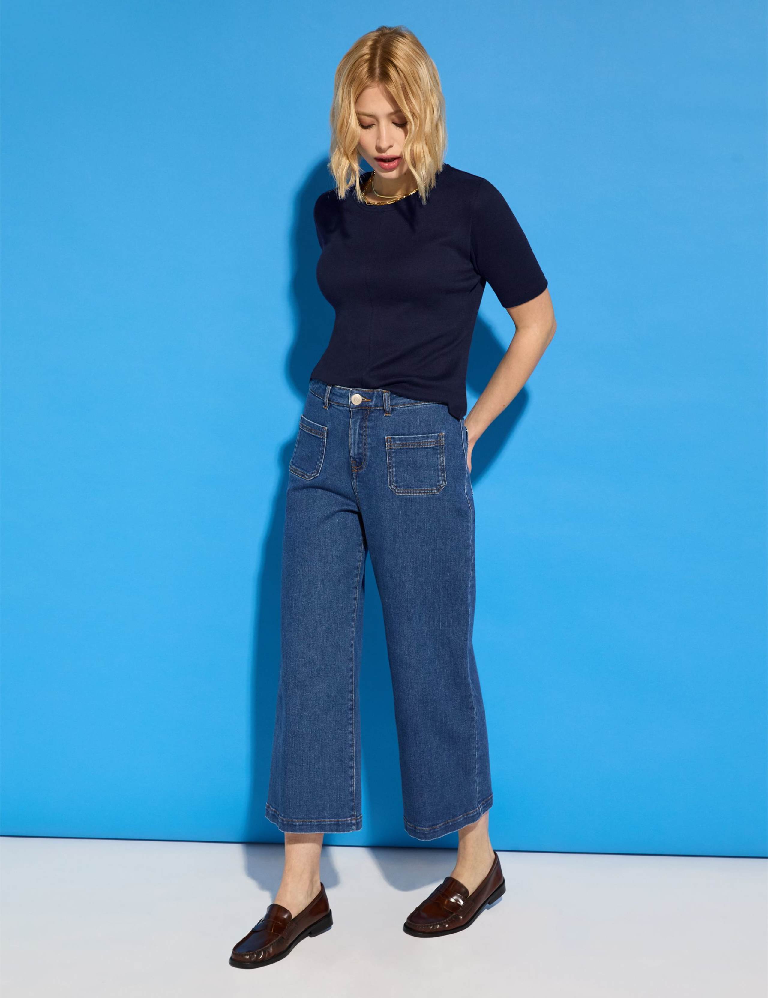 High Waisted Wide Leg Cropped Jeans 4 of 5