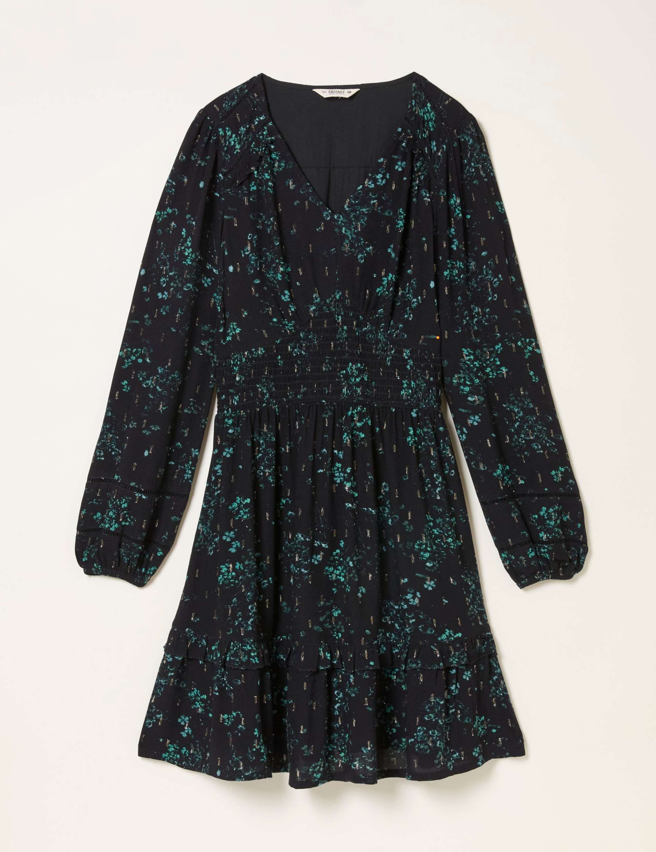 Printed Metallic V-Neck Mini Skater Dress 2 of 6