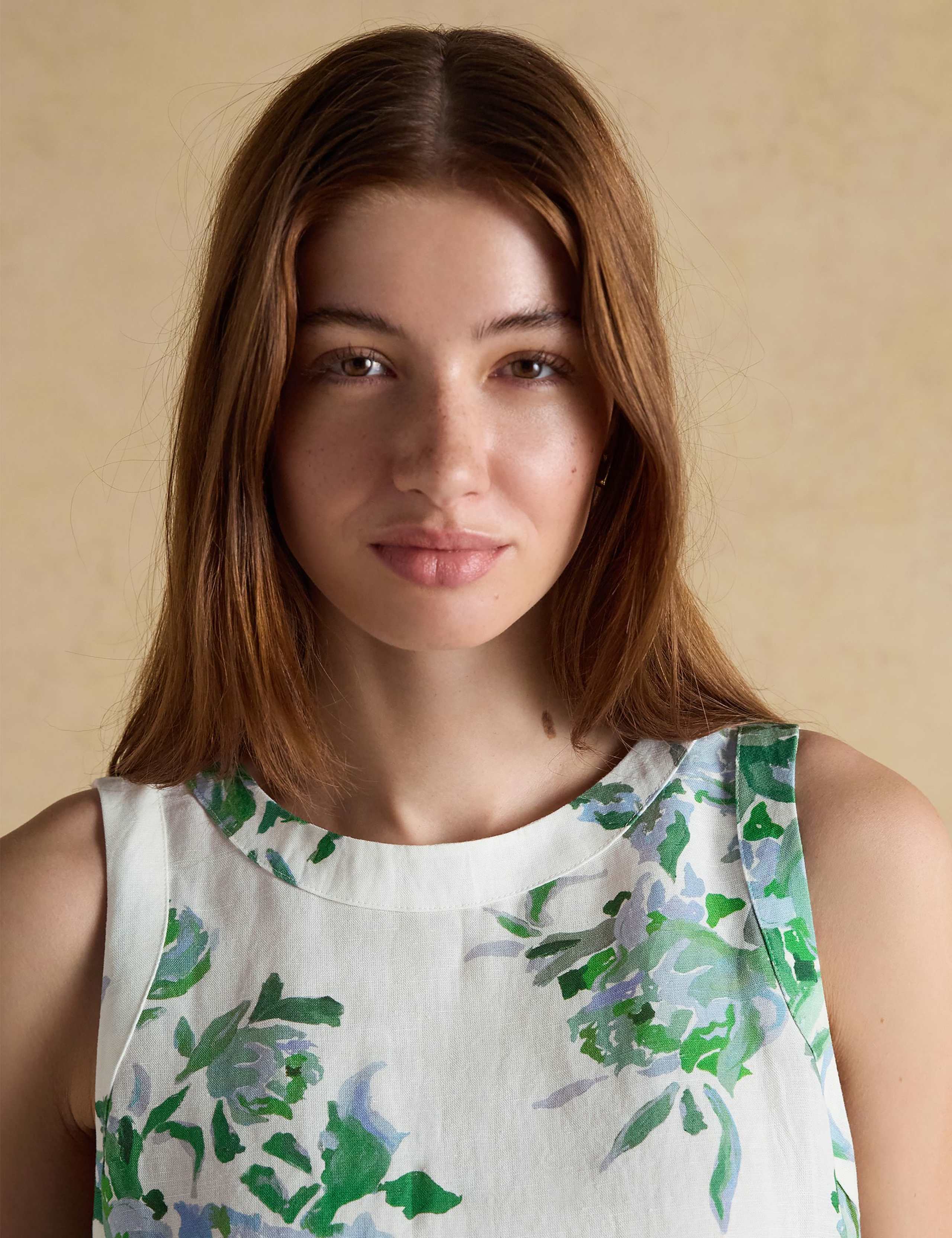 Linen Blend Floral Mini Shift Dress 6 of 9