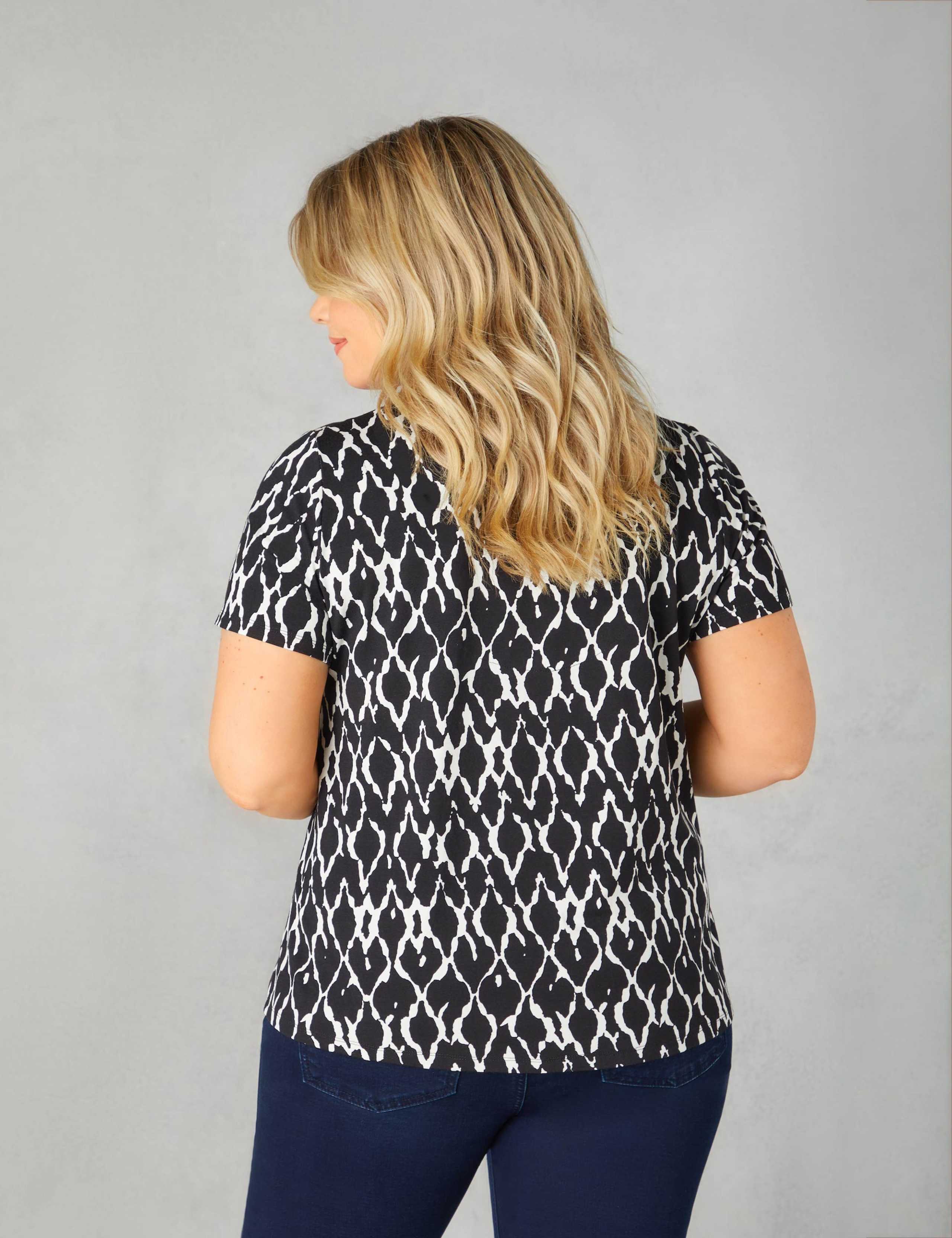 Jersey Ikat Print Notch Neck Top 6 of 8