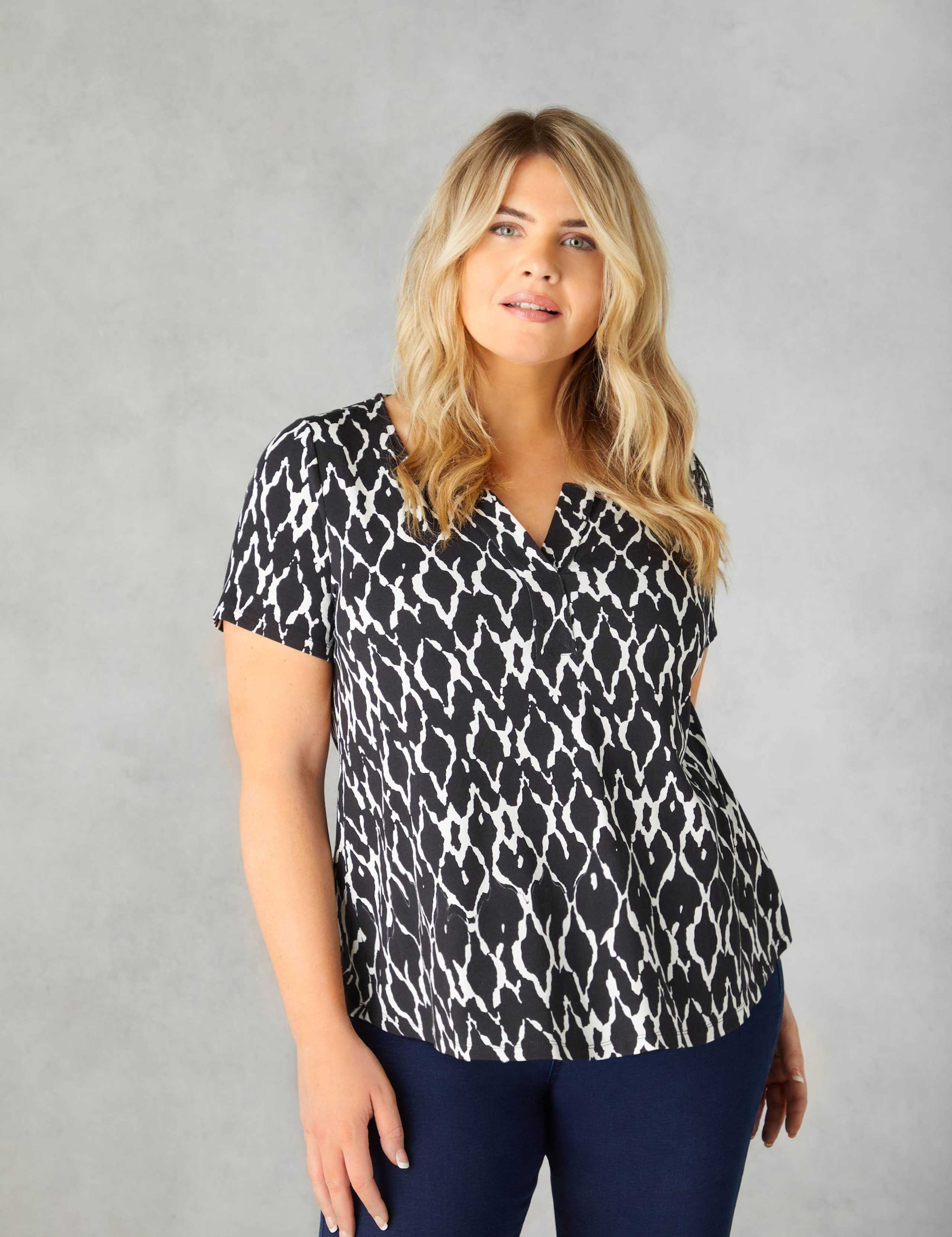 Jersey Ikat Print Notch Neck Top 7 of 8