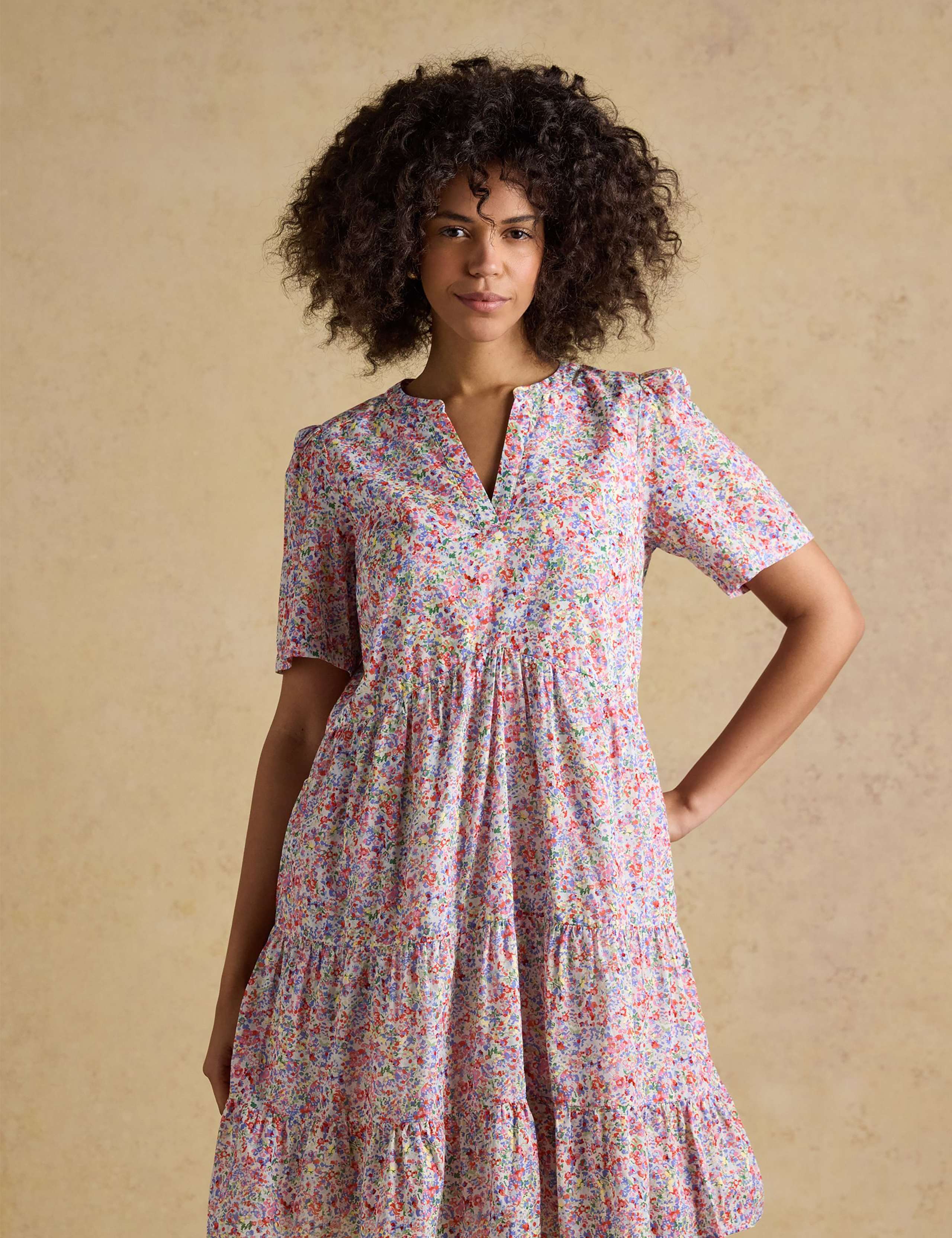 Pure Cotton Ditsy Floral Tiered Dress 1 of 10