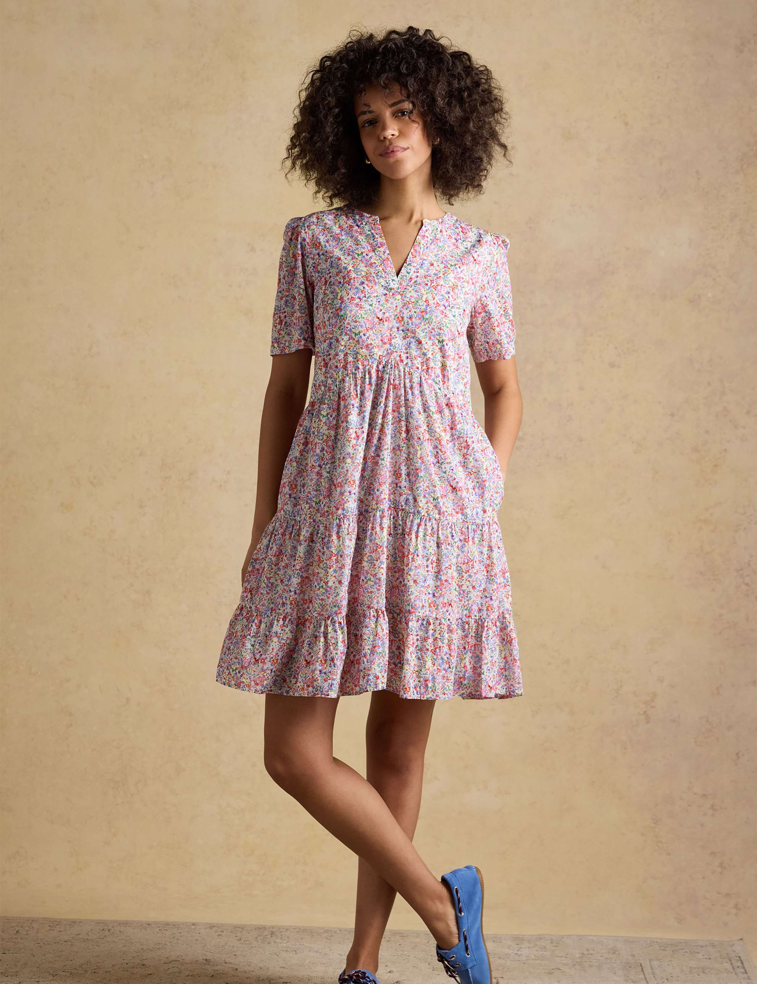 Pure Cotton Ditsy Floral Tiered Dress 4 of 10