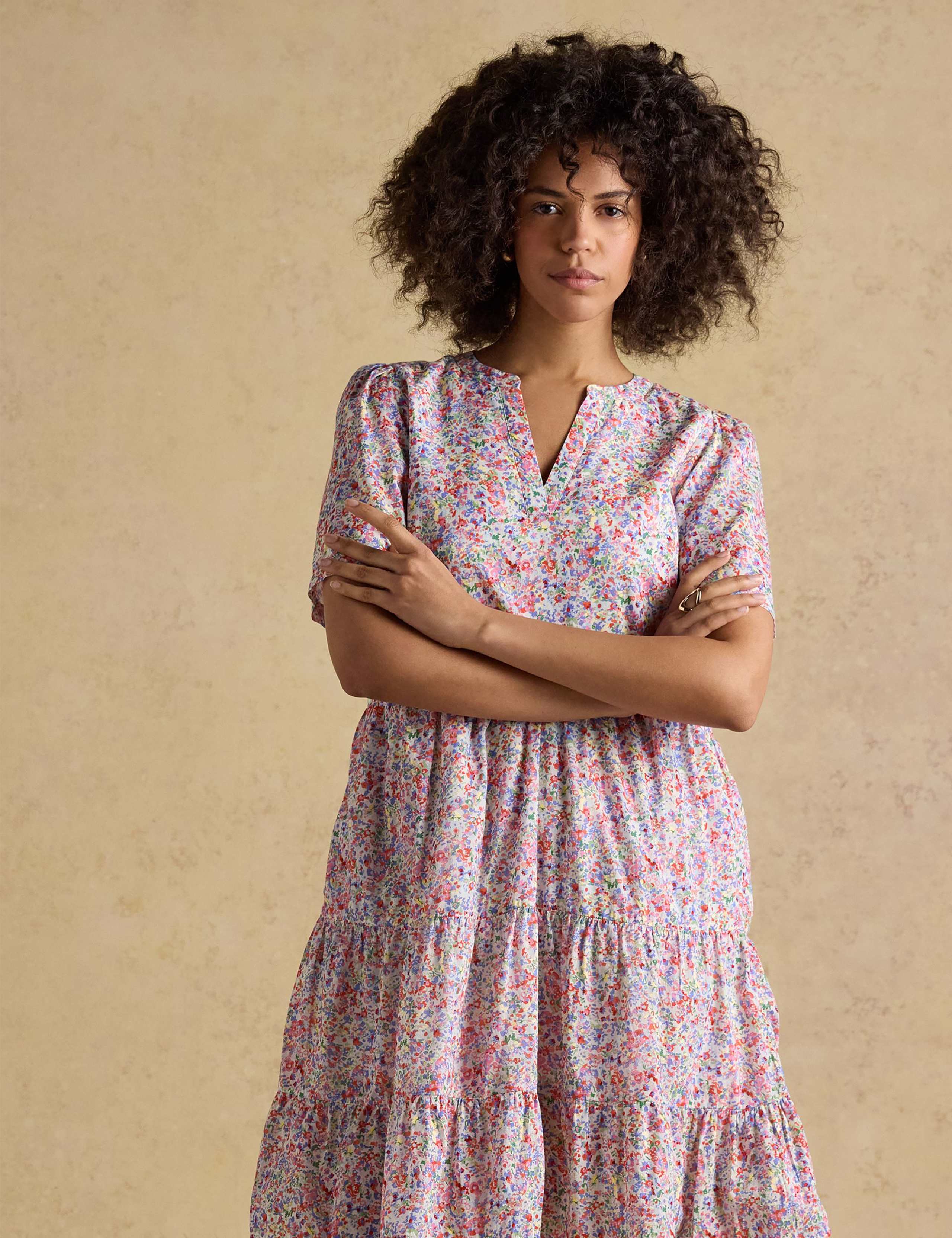 Pure Cotton Ditsy Floral Tiered Dress 6 of 10