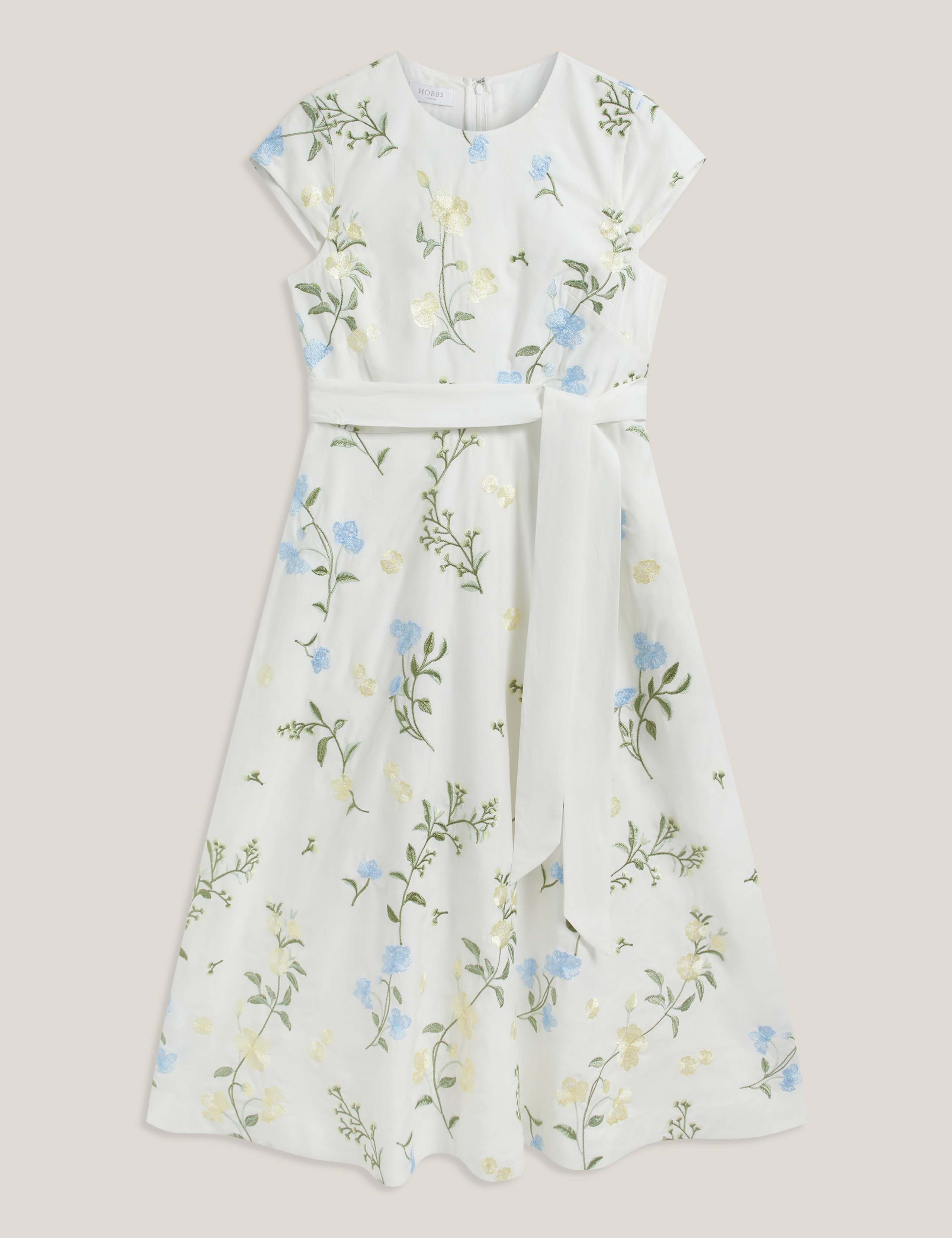 Linen Rich Floral Midi Waisted Dress 2 of 6