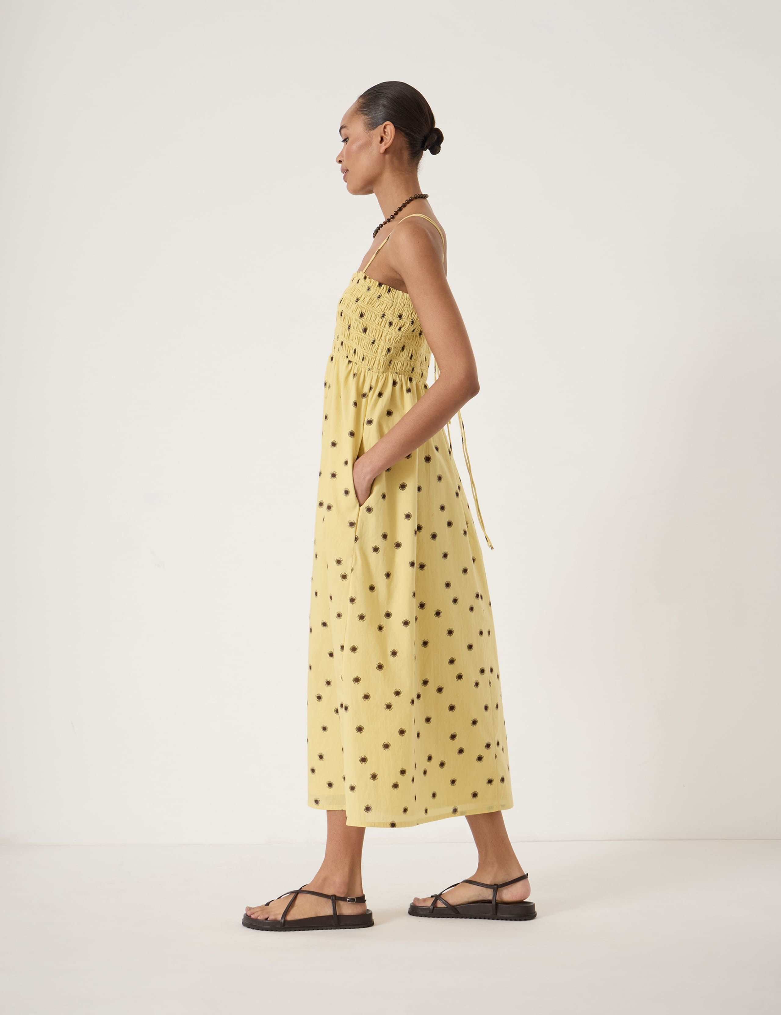Pure Cotton Printed Square Neck Midaxi Dress 4 of 5