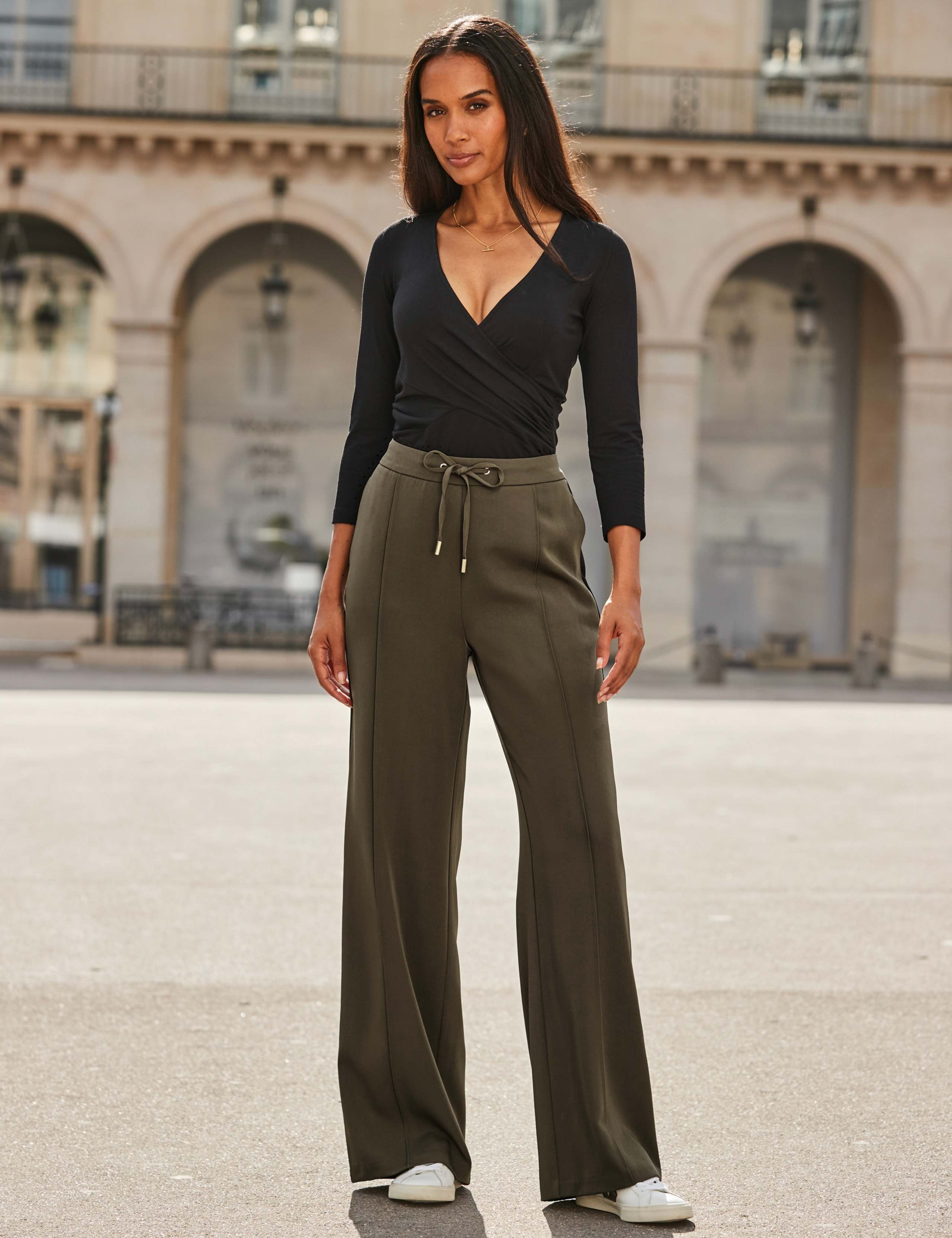 Side Stripe Wide Leg Trousers With Stretch 2 of 6