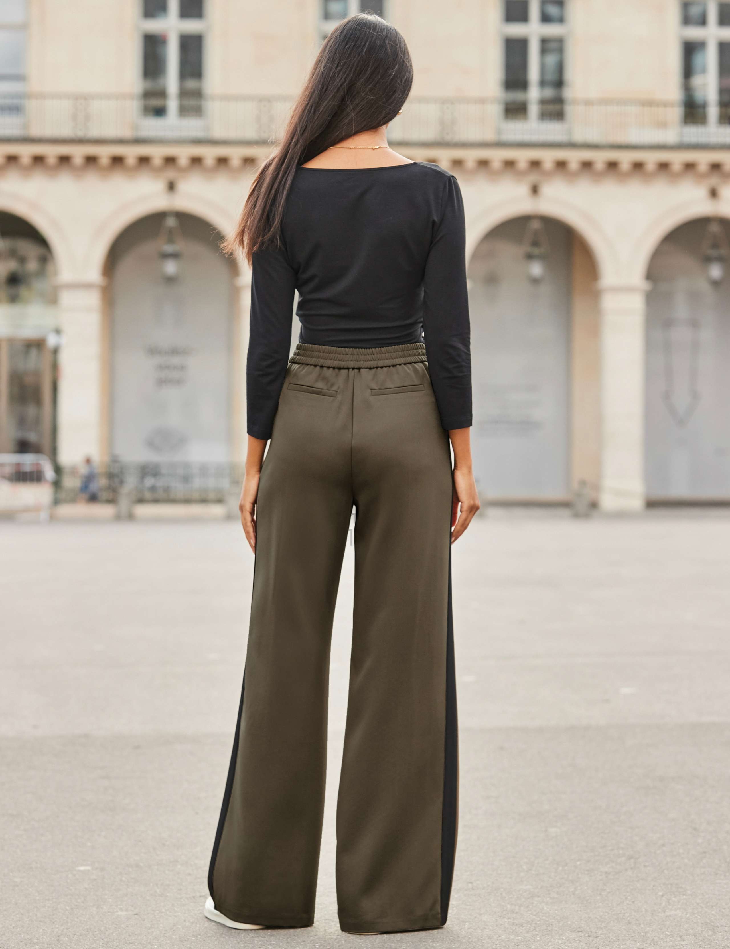 Side Stripe Wide Leg Trousers With Stretch 4 of 6